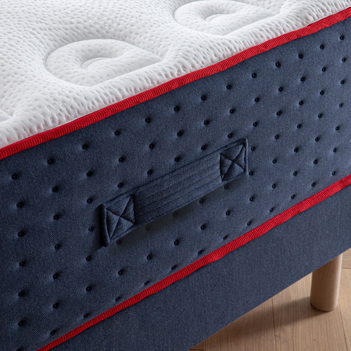 Matelas LE VERITABLE ferme - Bleu blanc, bleu foncé, DODO