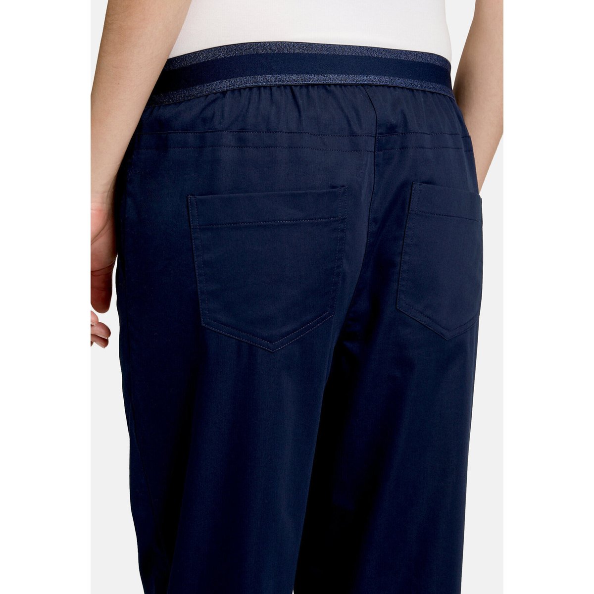 Pantalon casual à taille élastique navy blue, BETTY & CO