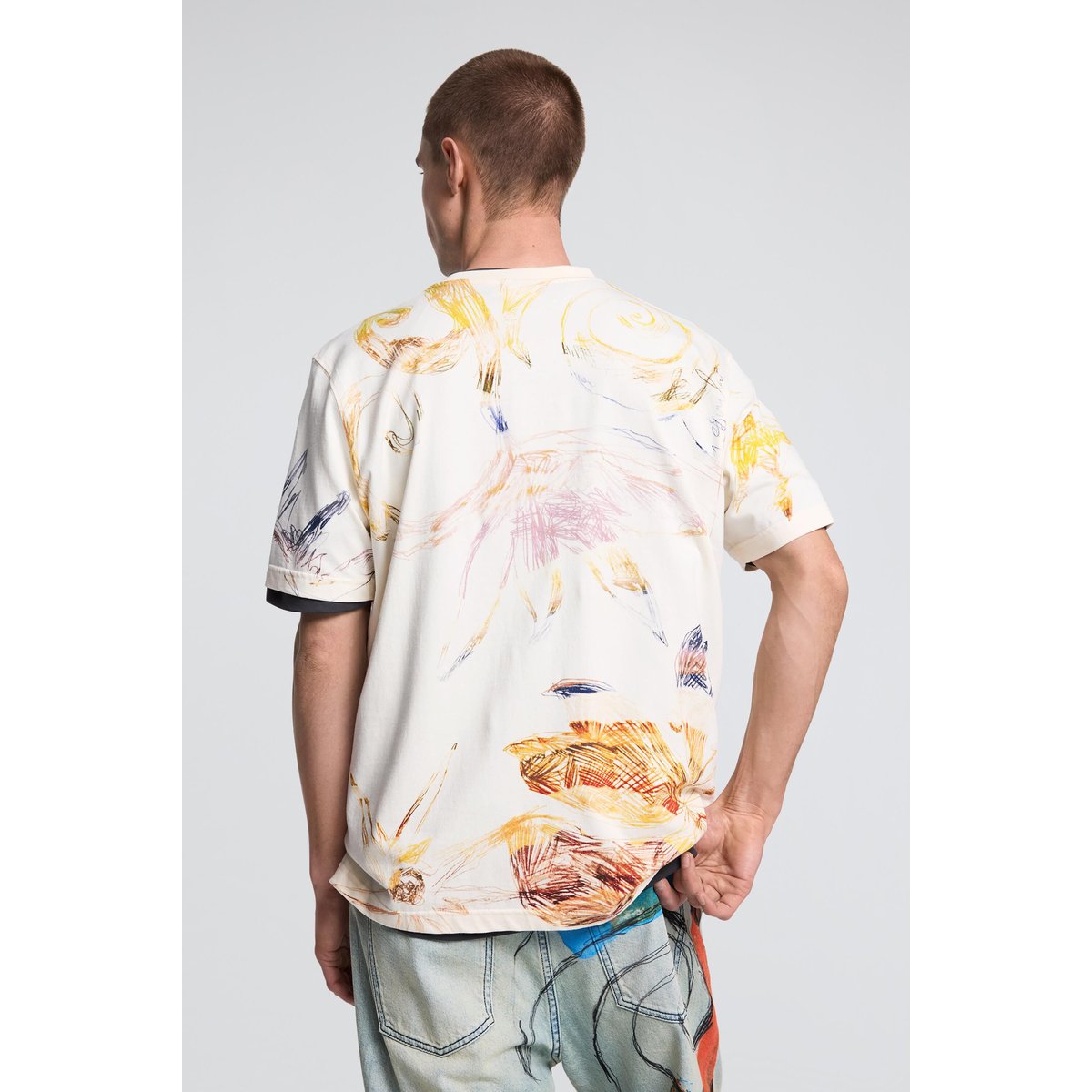 T-shirt imprimé à motifs beige, DESIGUAL