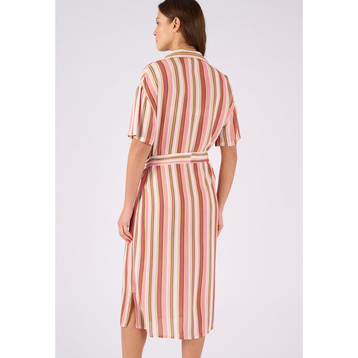 Robe en tissu créponné pure viscose rose multicolore rayé, DAMART