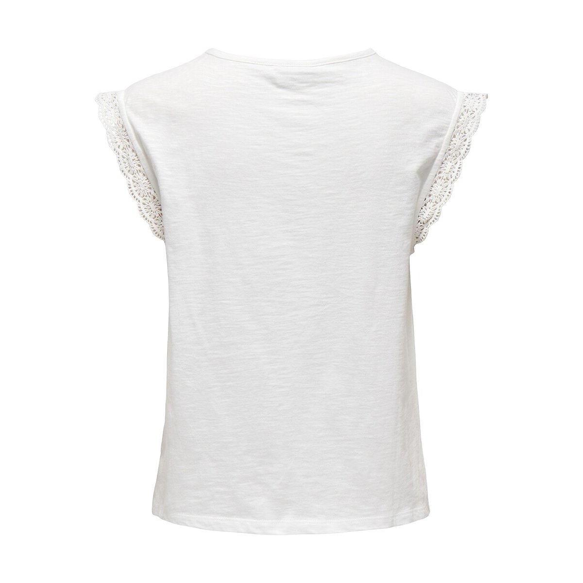 T-shirt girocollo, maniche in pizzo bianco, JDY