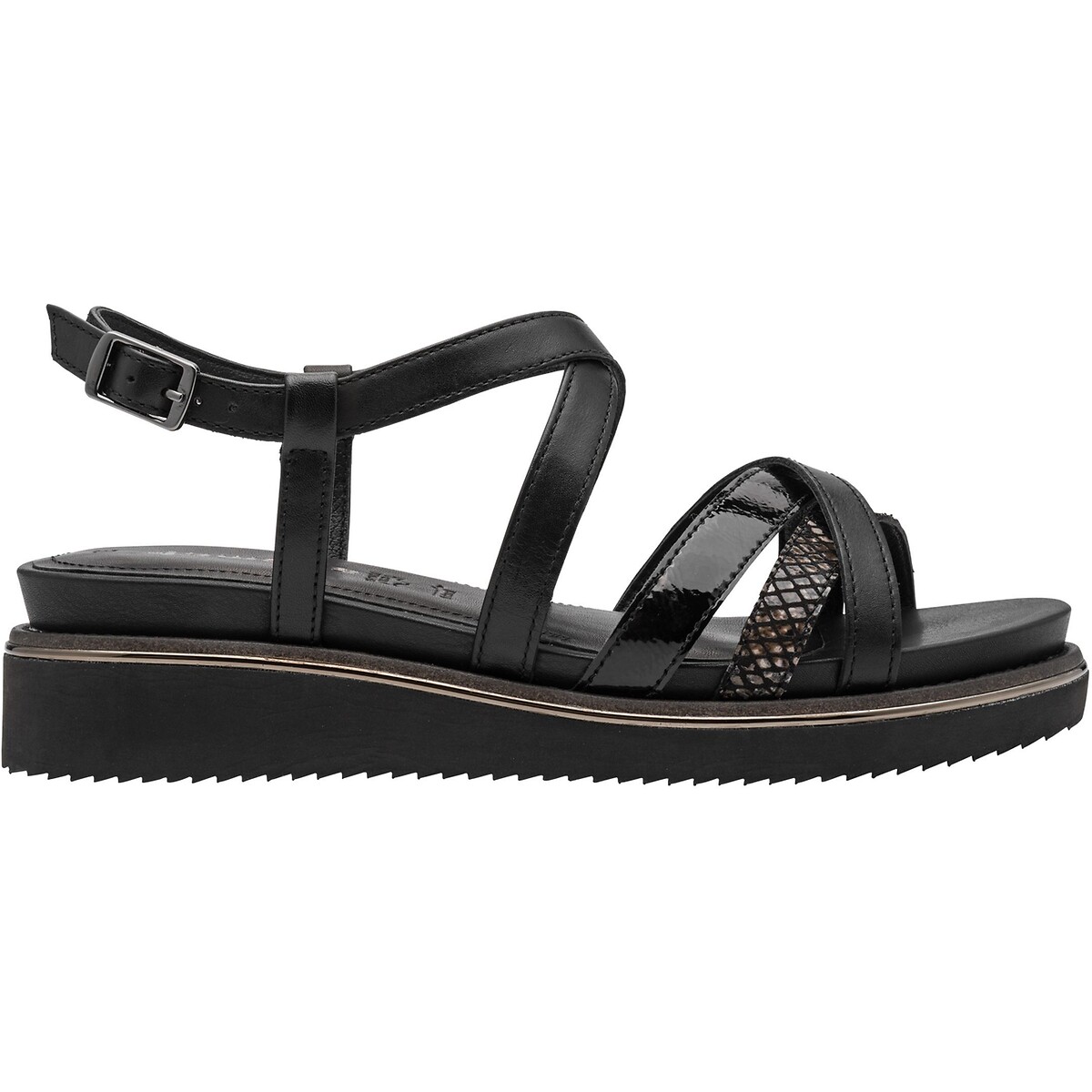 Sandalen met sleehak zwart, TAMARIS