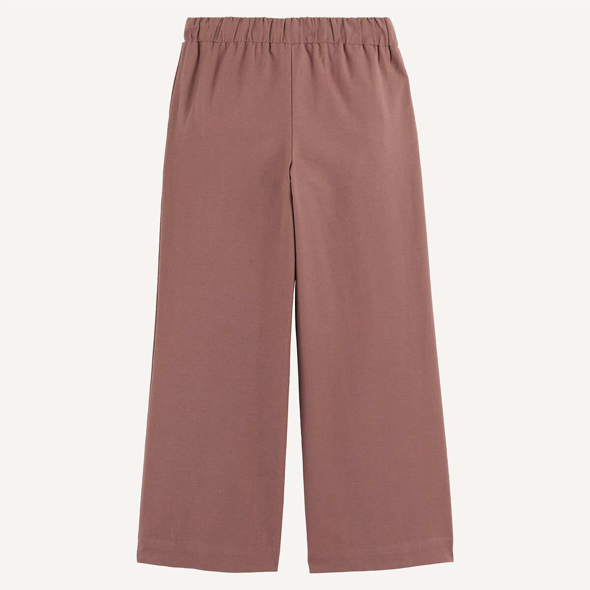 Pantalon à taille élastiquée, en coton/lin marron, LA REDOUTE COLLECTIONS