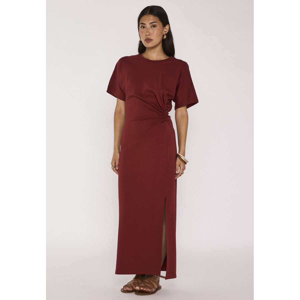Robe slim en coton mélangé BRISBANE brique, Maison 123