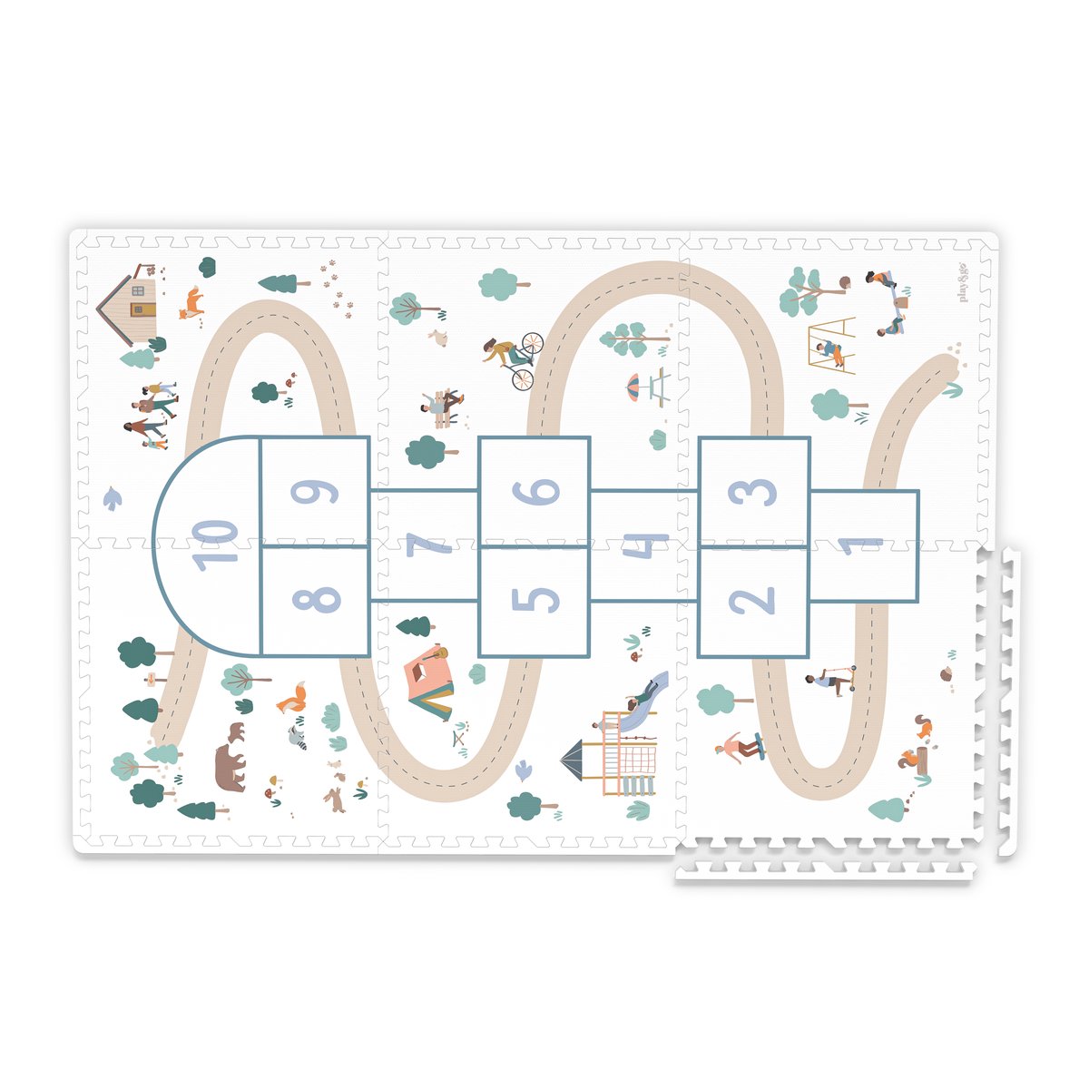 play&go - tapis puzzel, boîte de rangement & mini maison - hopscotch multicolor, PLAY ET GO