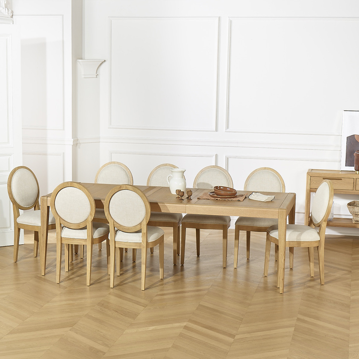 Lot de 2 Chaises en hévéa et tissu effet lin TENNESSEE lin, ROBIN DES BOIS
