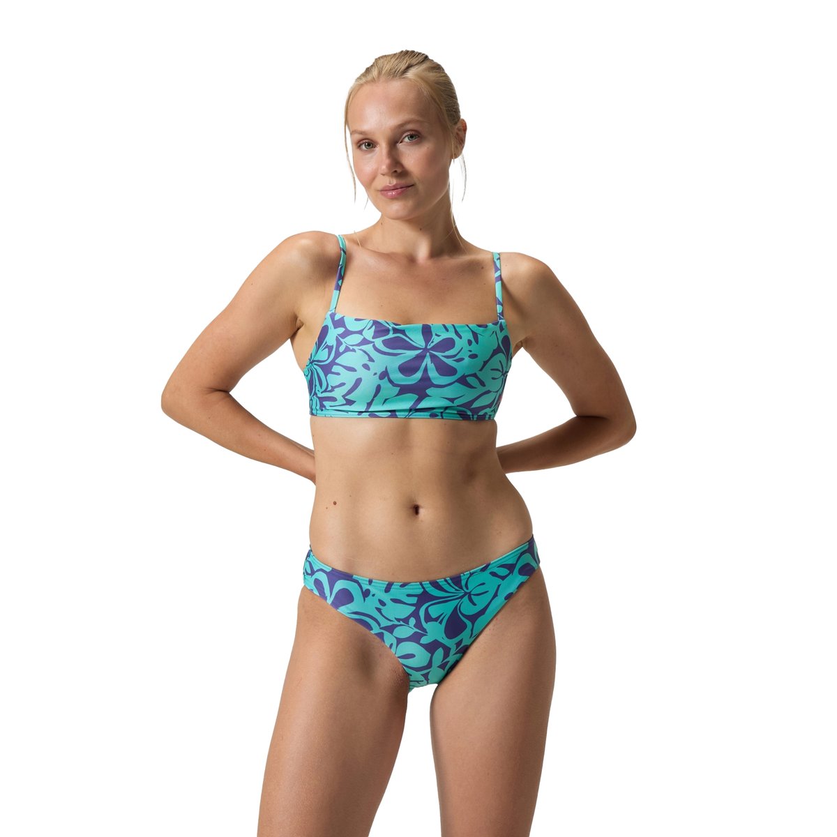 Maillot de bain 2 pièces à bretelles fines ajustables motif/style fleurs bleu, SPEEDO
