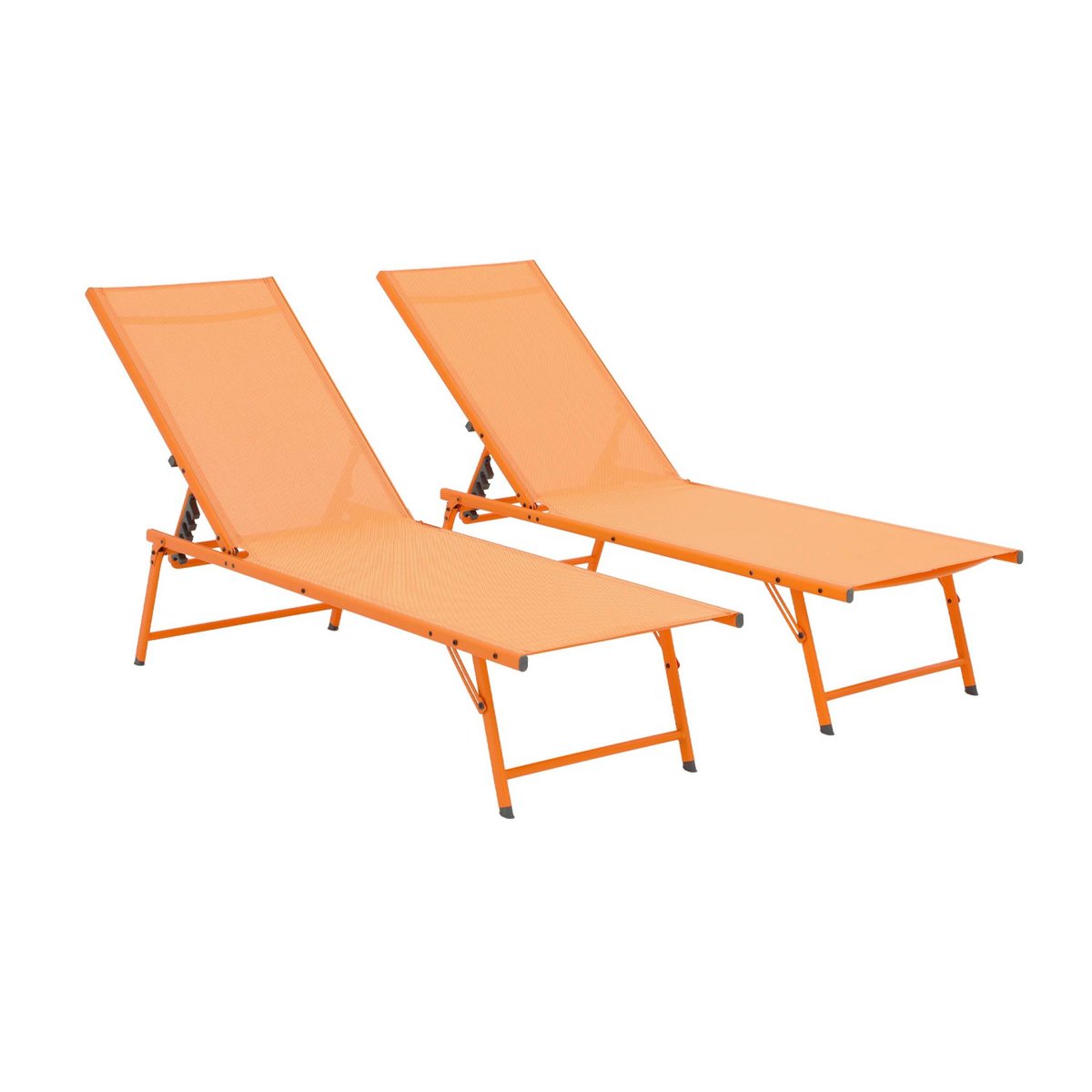 Bain de soleil acier textilène multi positions (lot de 2) TROPEA orange, SWEEEK