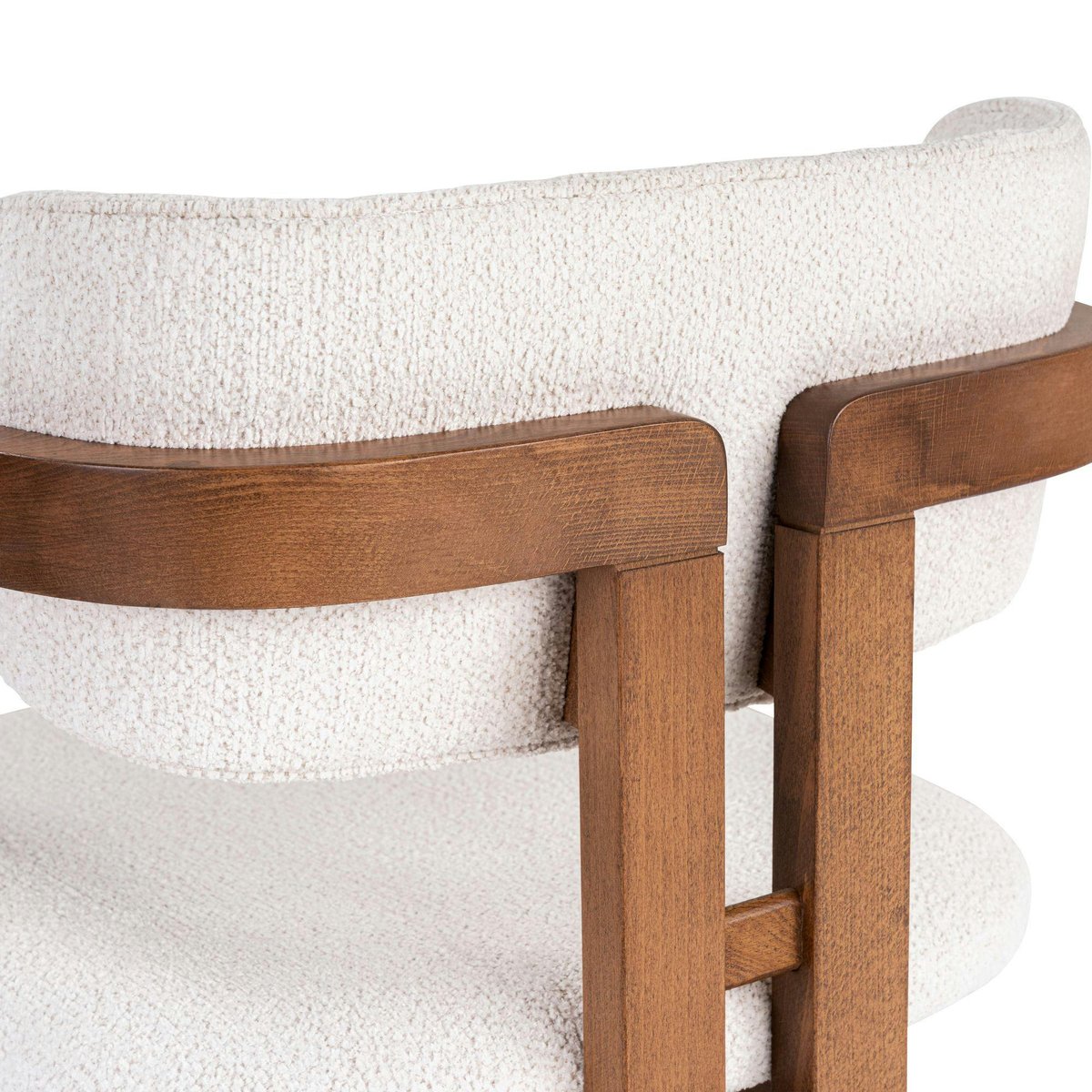 Chaise vintage bois et tissu avec accoudoirs MARFA blanc / bois, PIER IMPORT