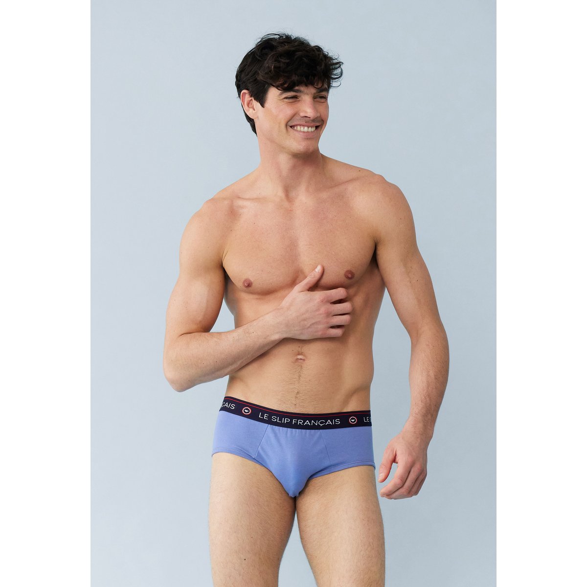 Lot de 4 slips en coton Intrepidequatro noir bleu marine bleu gris chiné, LE SLIP FRANCAIS