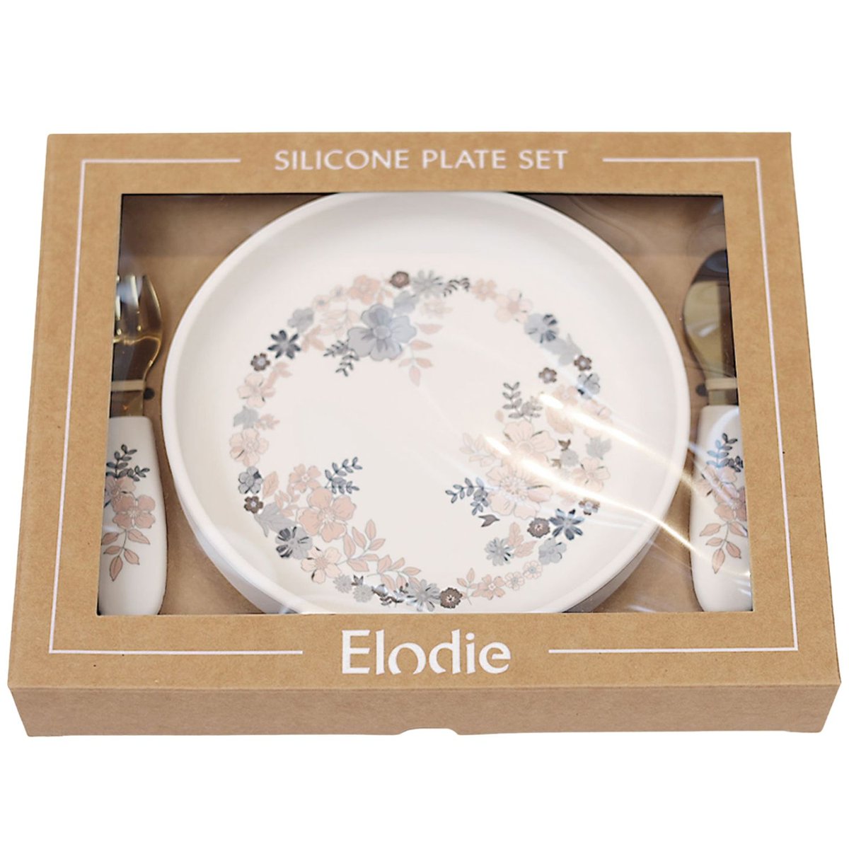 Set assiette et couverts blanc, bleu, rose, ELODIE DETAILS