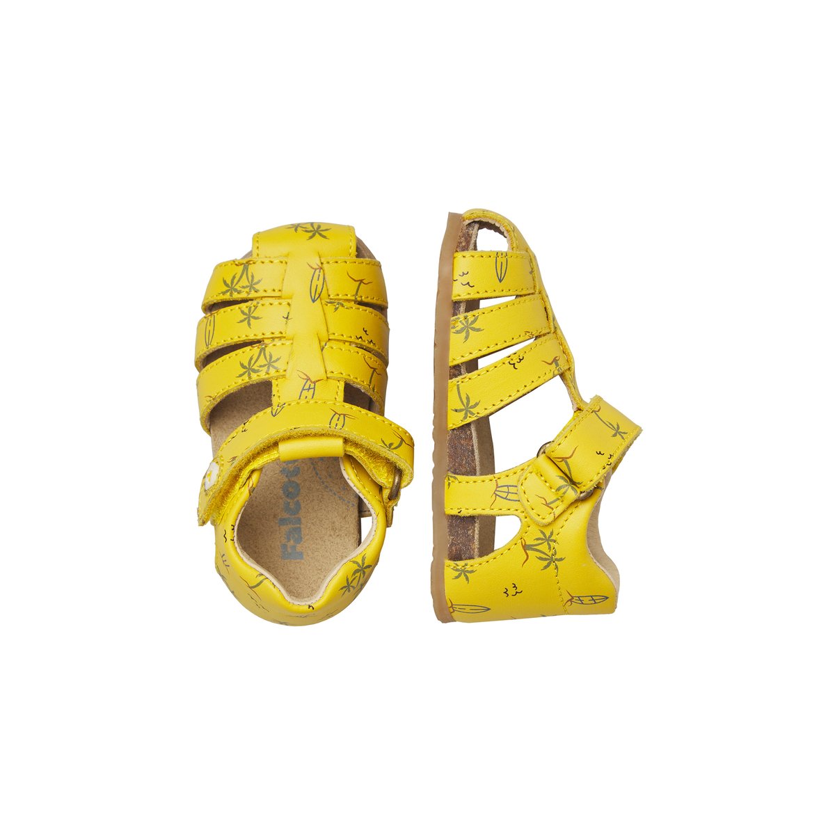 Sandales semi-fermées en cuir ALBY jaune-, FALCOTTO