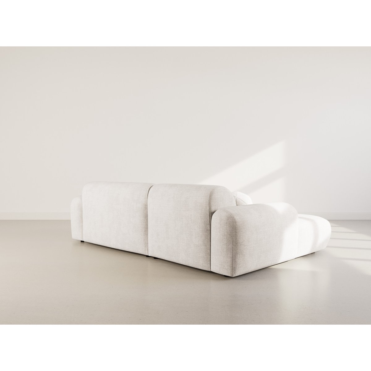 Canapé d'angle gauche en velours texturé, LOUISE beige, BEST MOBILIER