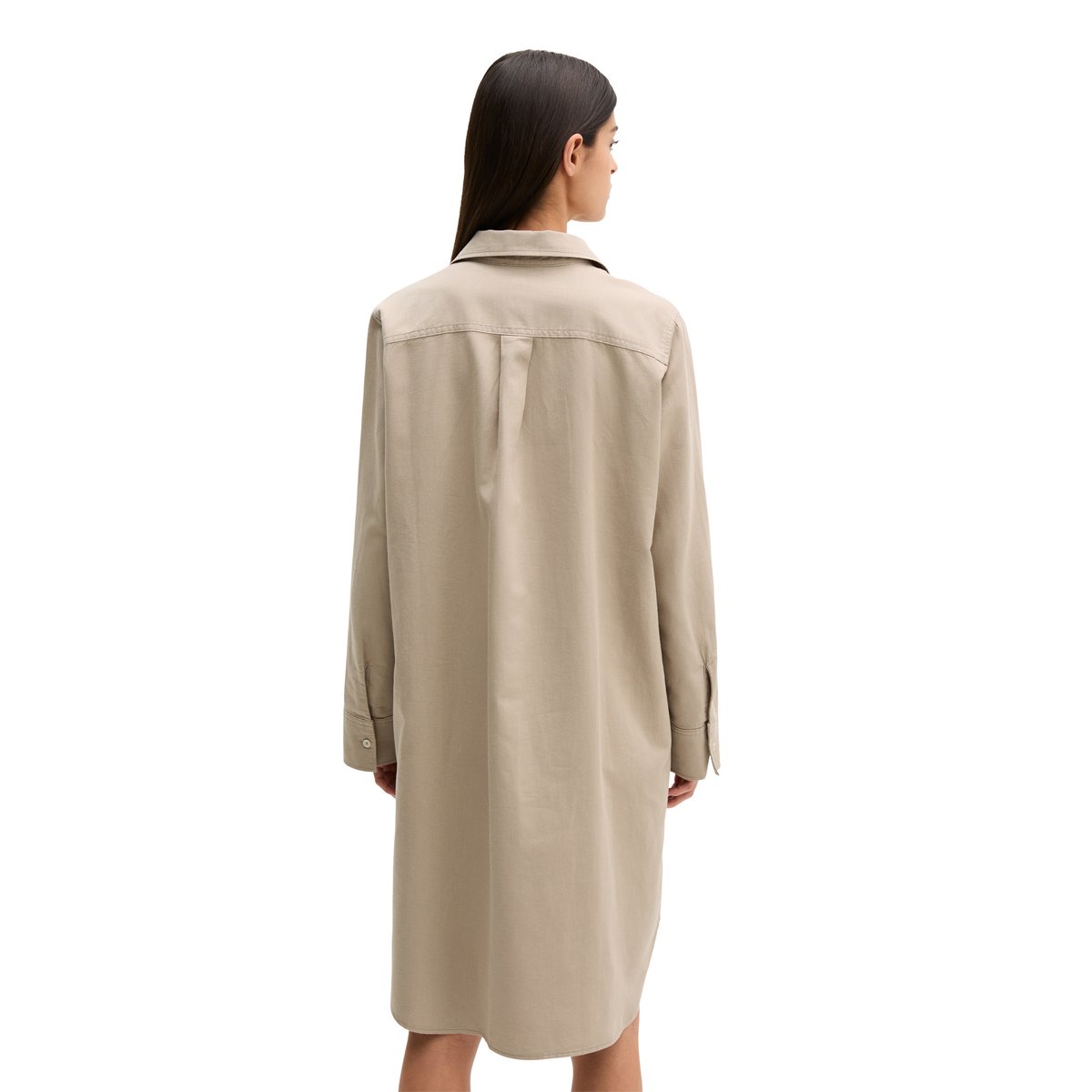 Robe chemisier relaxed en mélange de coton organique, de lyocell et de lin marron, MARC O'POLO