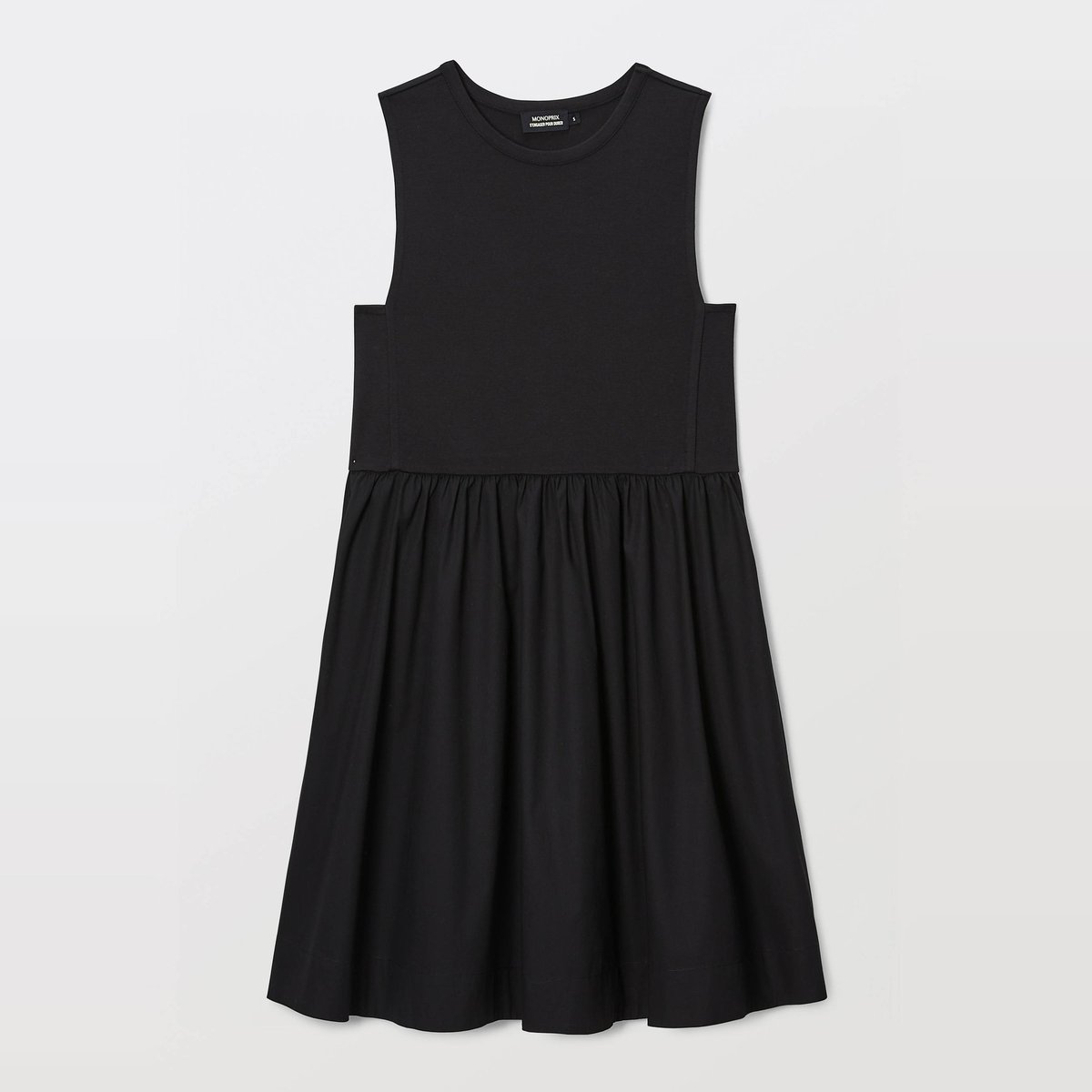 Robe débardeur courte en coton noir, MONOPRIX