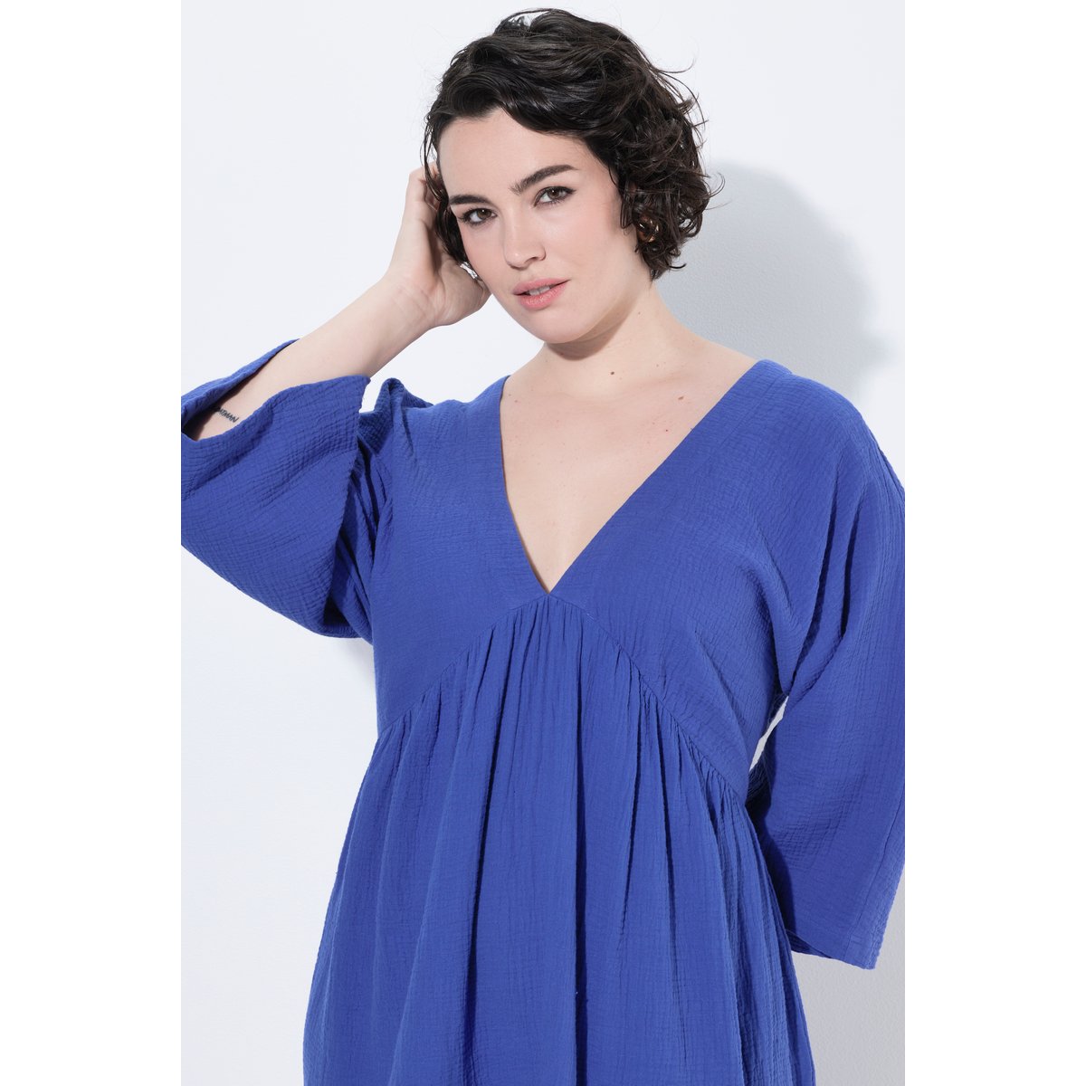 Robe maxi en mousseline, coupe évasée bleu azur, ULLA POPKEN