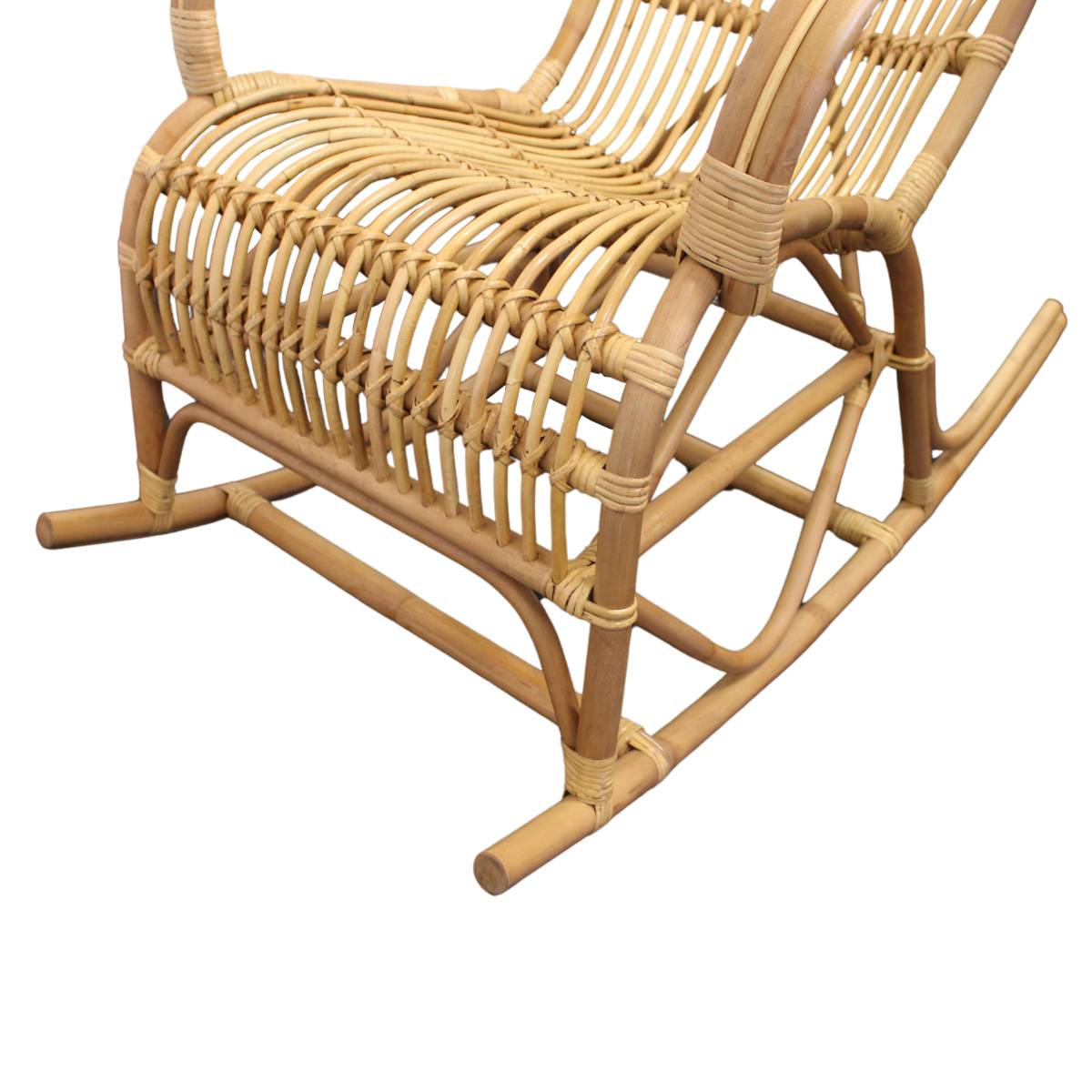 Rocking chair de jardin en rotin  RATTAN bois clair, MADE IN MEUBLES 