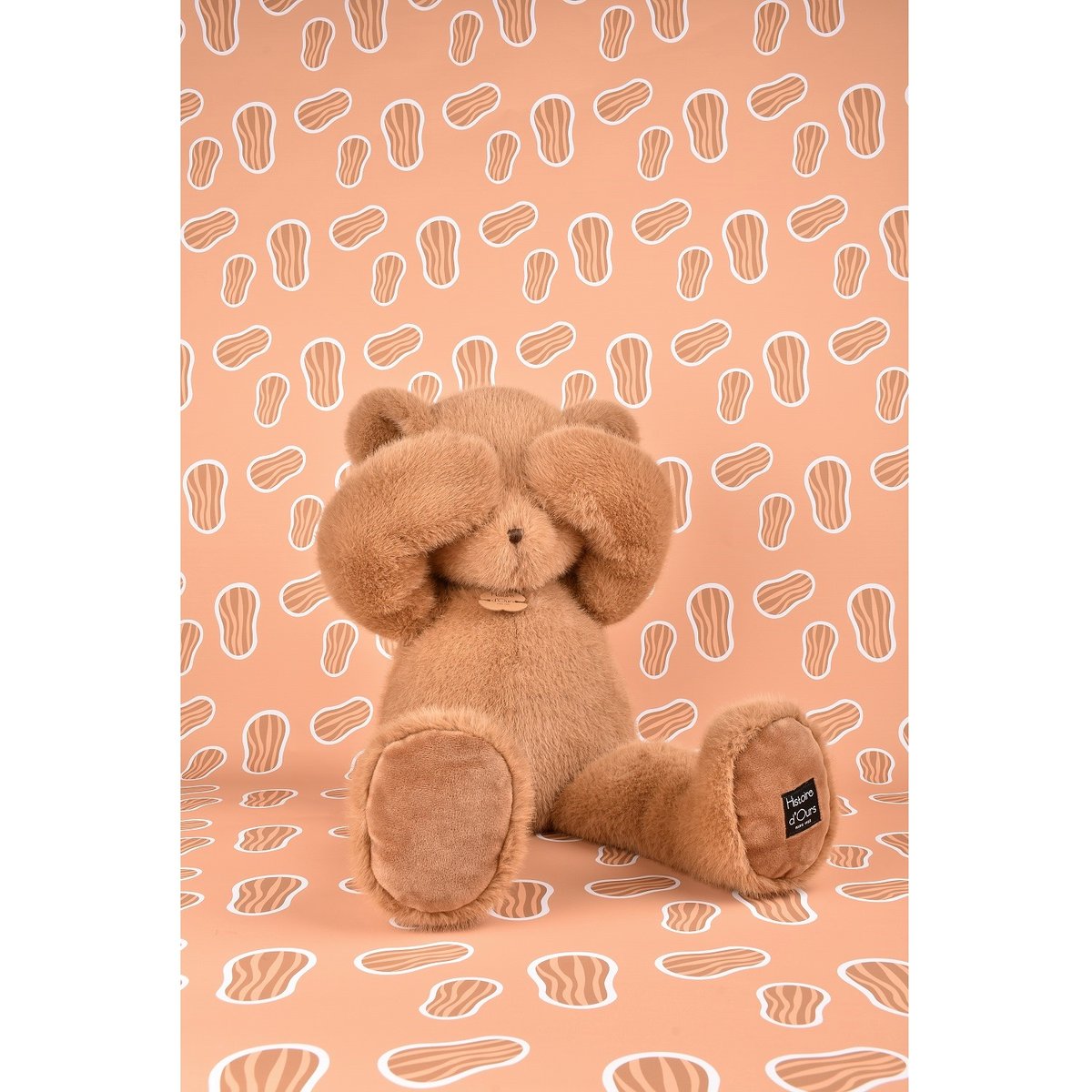 Ours en peluche CLEMENTIN 80 cm praline cacahuète, HISTOIRE D'OURS