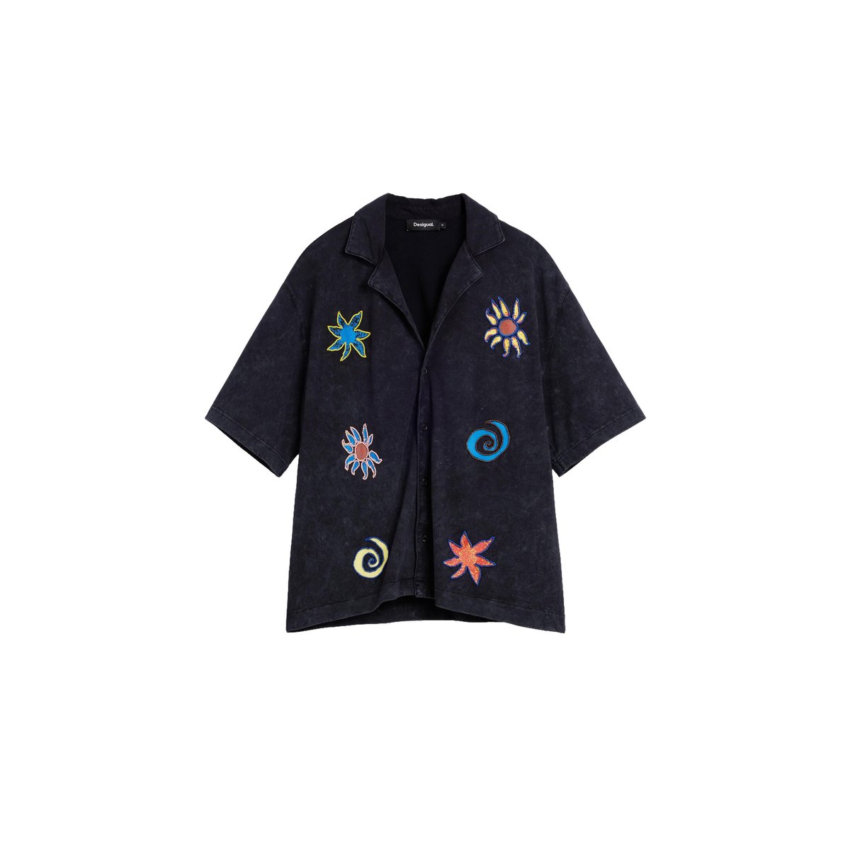 Chemise en coton brodée noir, DESIGUAL