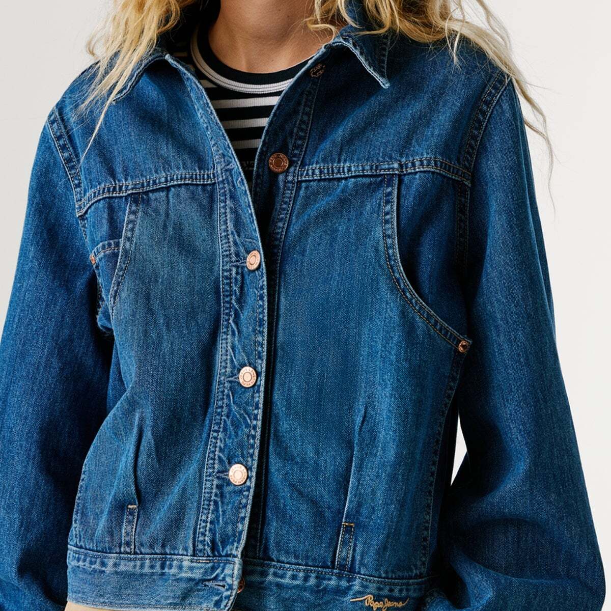 Veste Coupe Regular En Denim bleu azur décoloré, PEPE JEANS