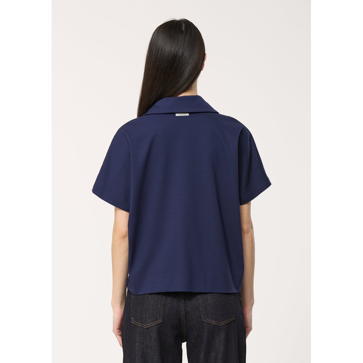 T-shirt blanc coupe droite manches courtes marine, HUMILITY