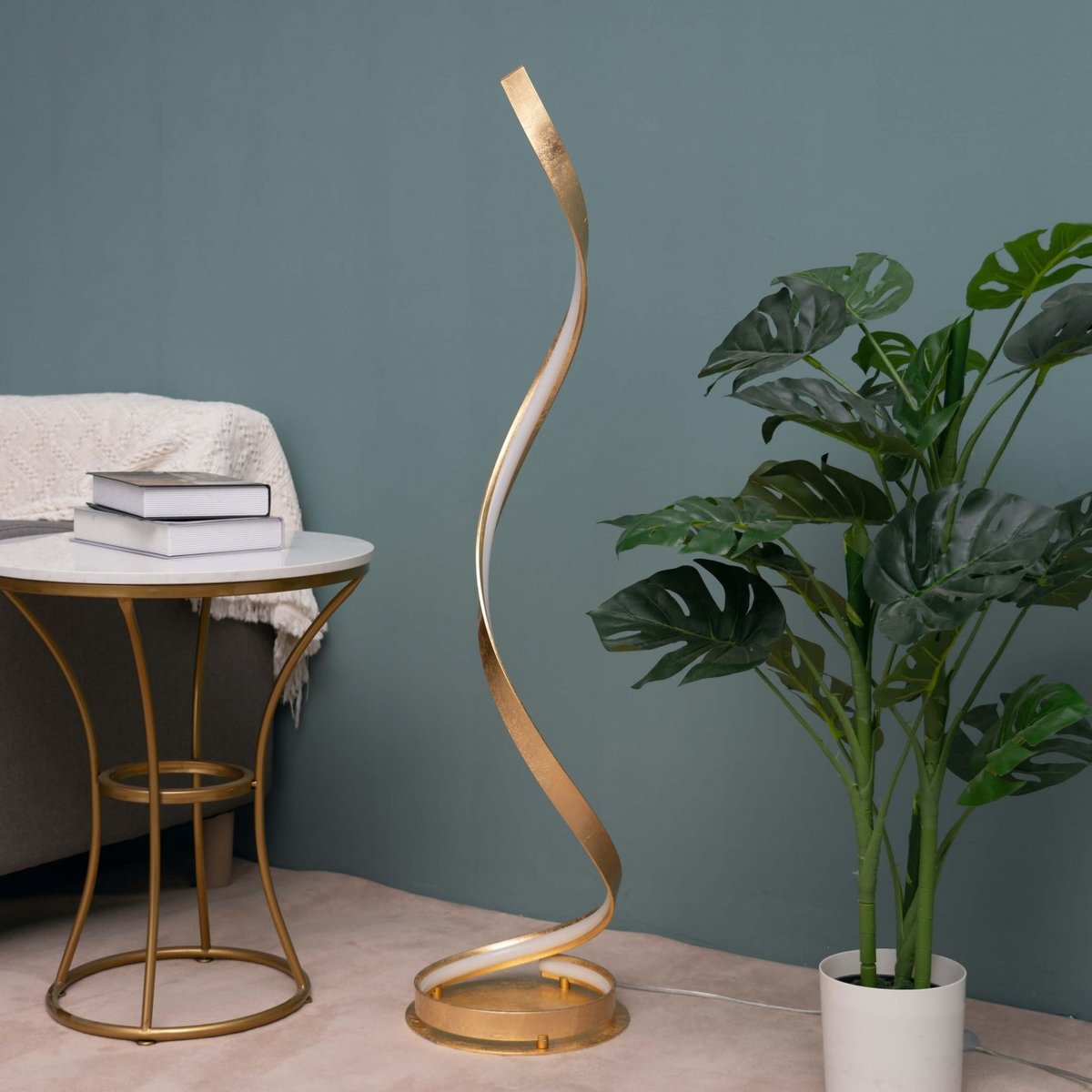 Lampadaire ondulé et design - MILLENIUM doré / laiton, KOSILUM