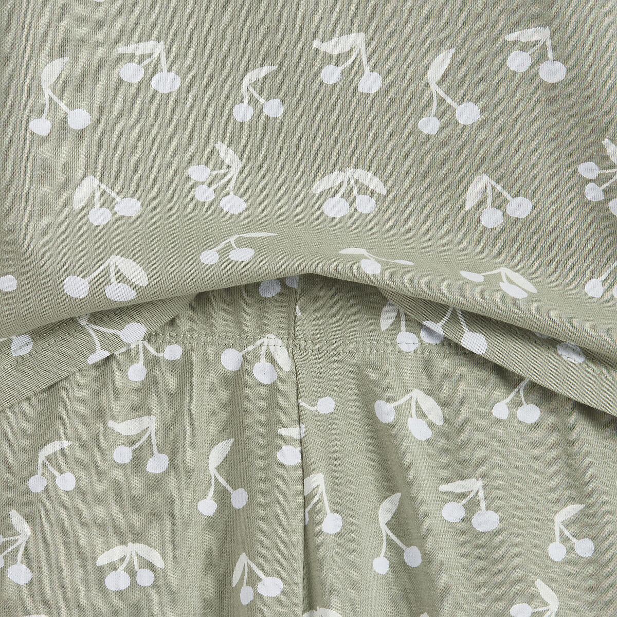 Pyjama en jersey, imprimé cerises vert, LA REDOUTE COLLECTIONS