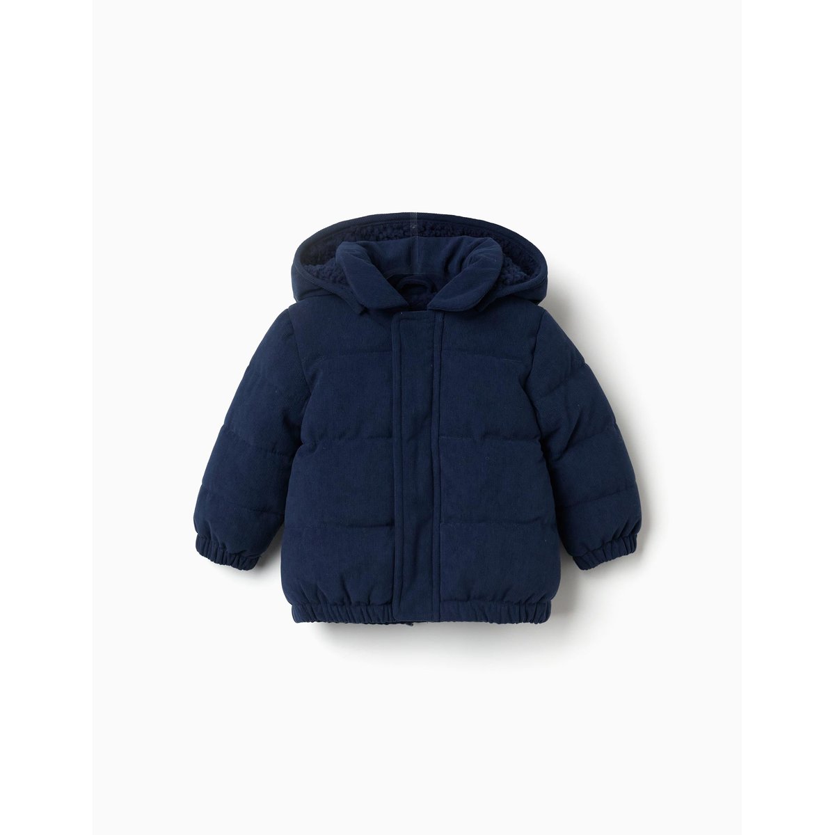 Doudoune en velours côtelé avec capuche amovible bleu foncé, ZIPPY