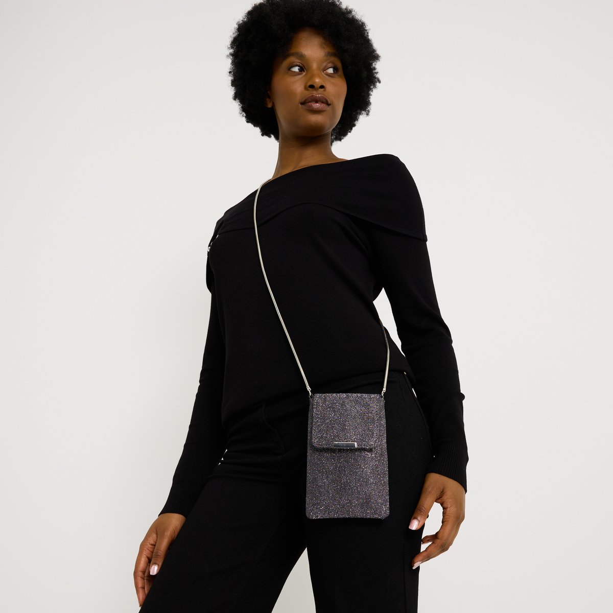 Pochette téléphone brillante noir, GRAIN DE MALICE
