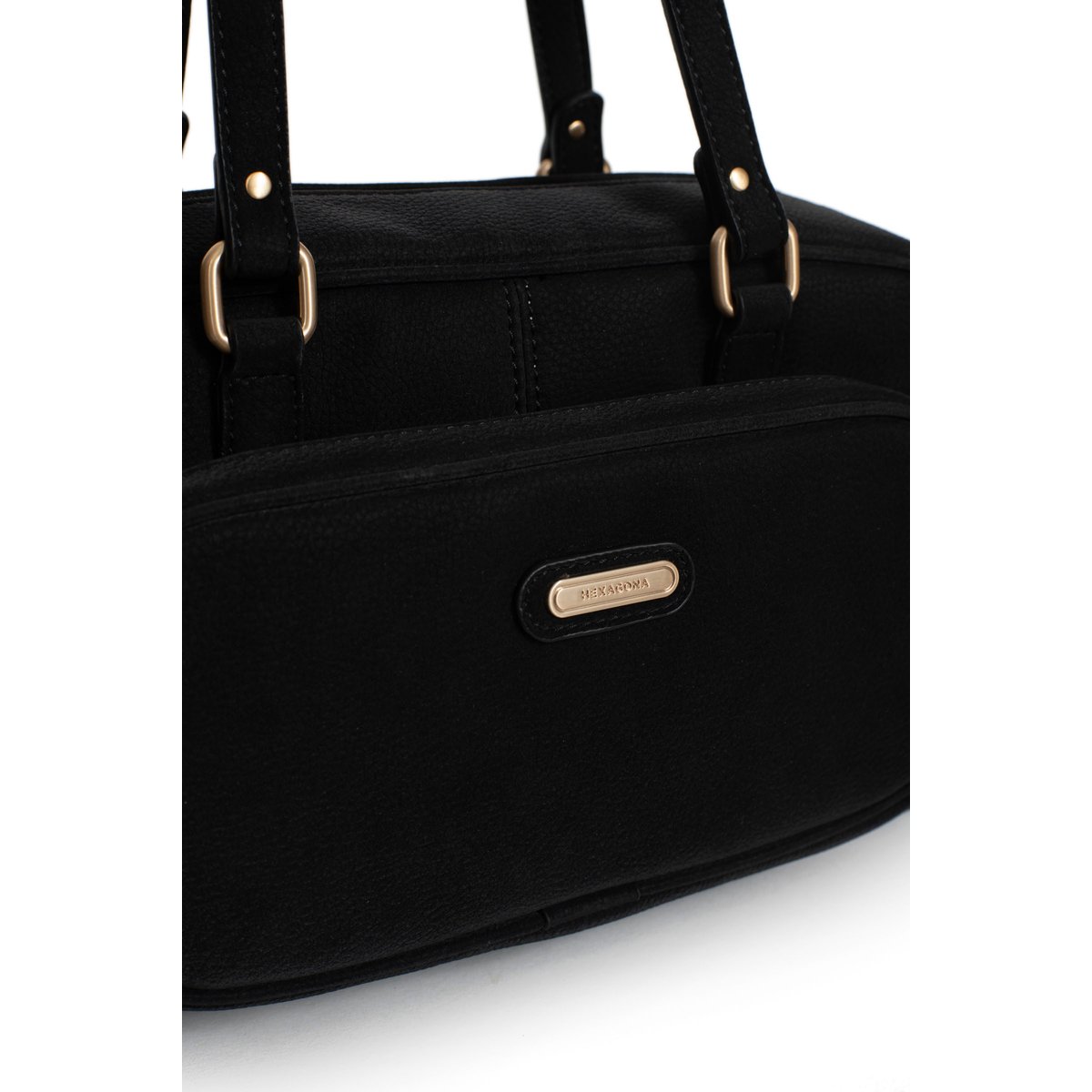 Sac porté épaule 2 anses EVE noir, HEXAGONA