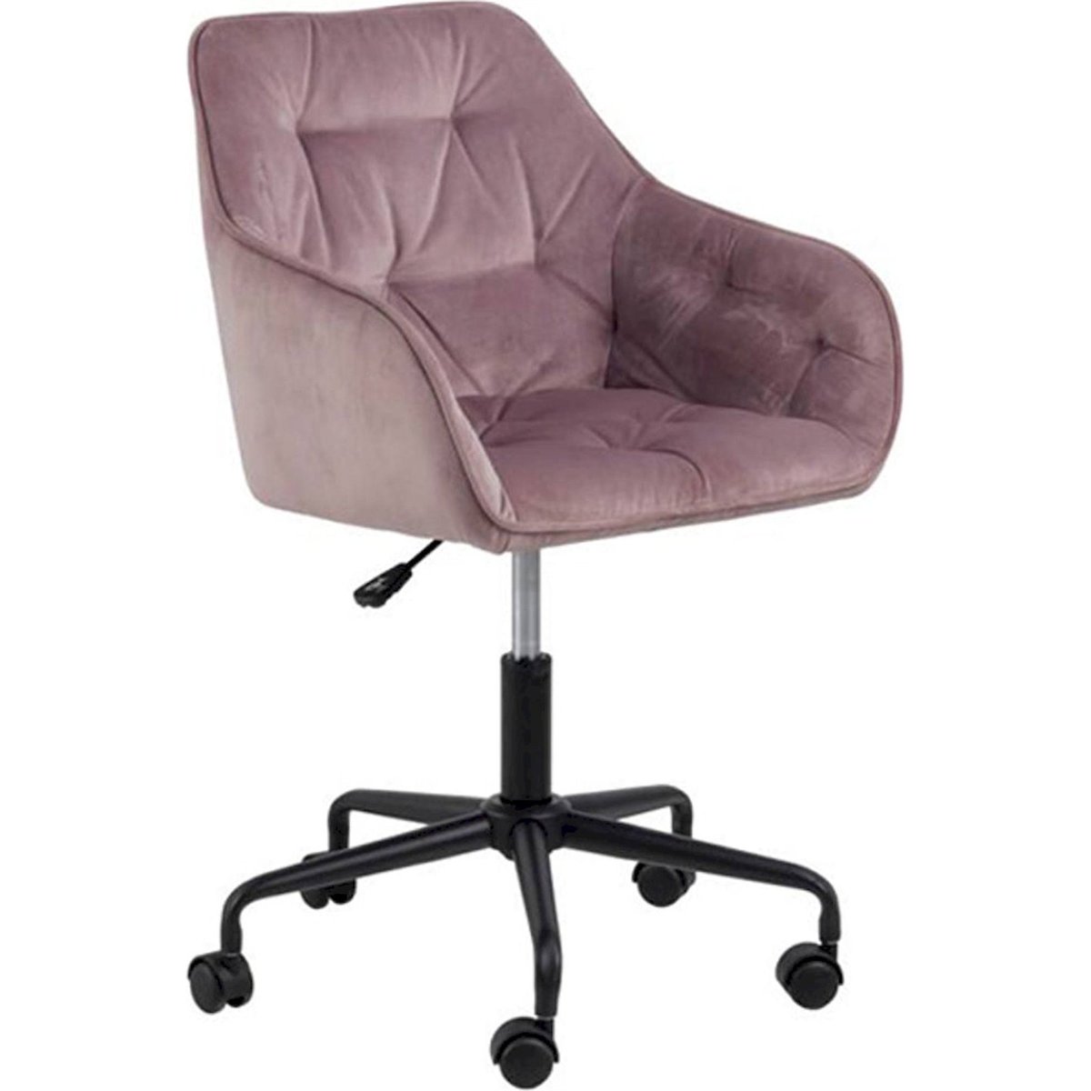 Fauteuil de bureau velours capitonné DIANERCO rose poudré, RECOLLECTION