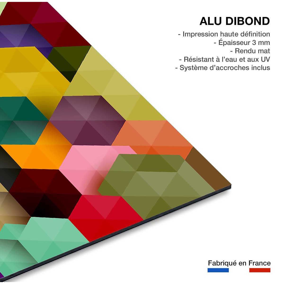 Tableau abstrait cubes tableau alu dibond, HEXOA