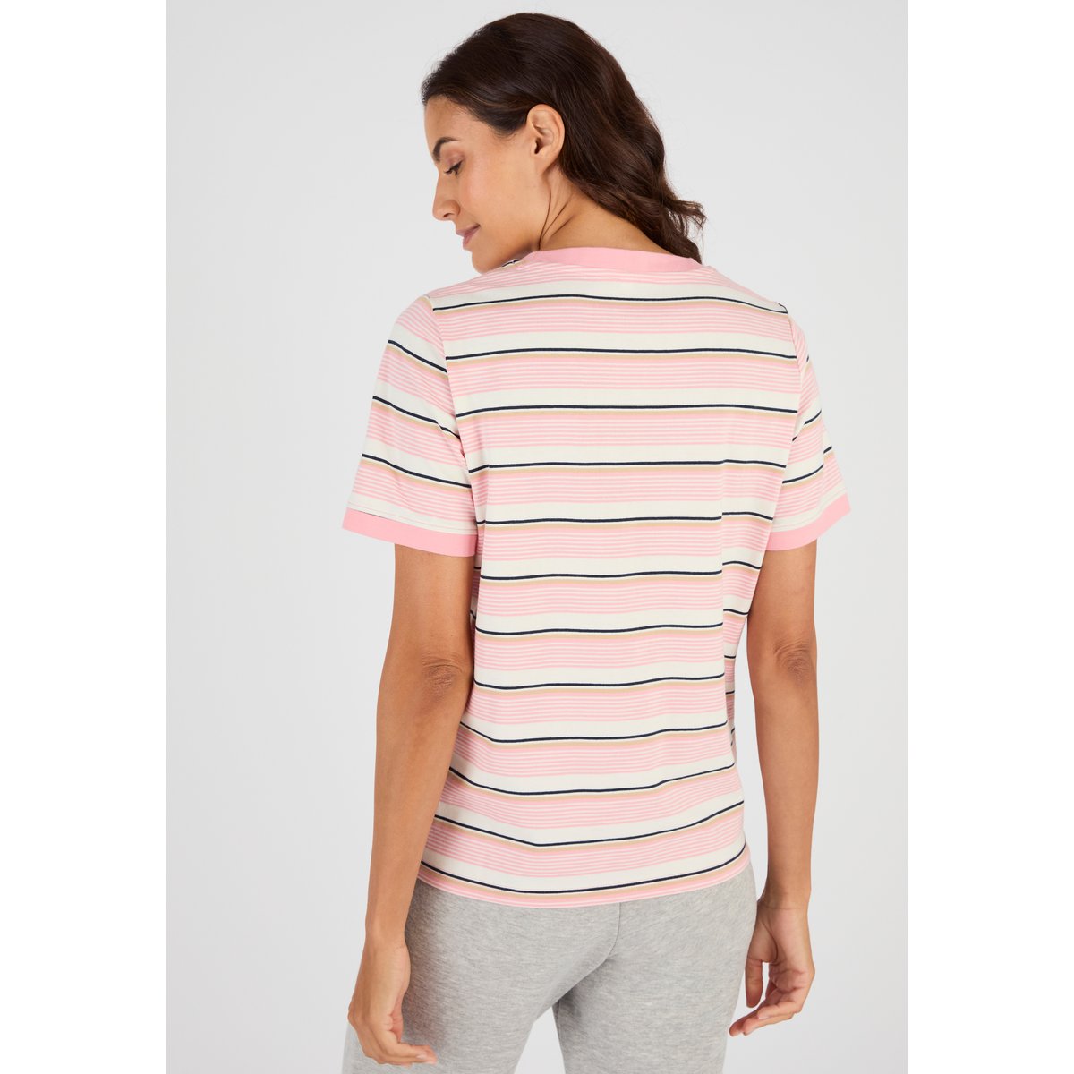 T-shirt rayé en pur coton rose rayé, DAMART