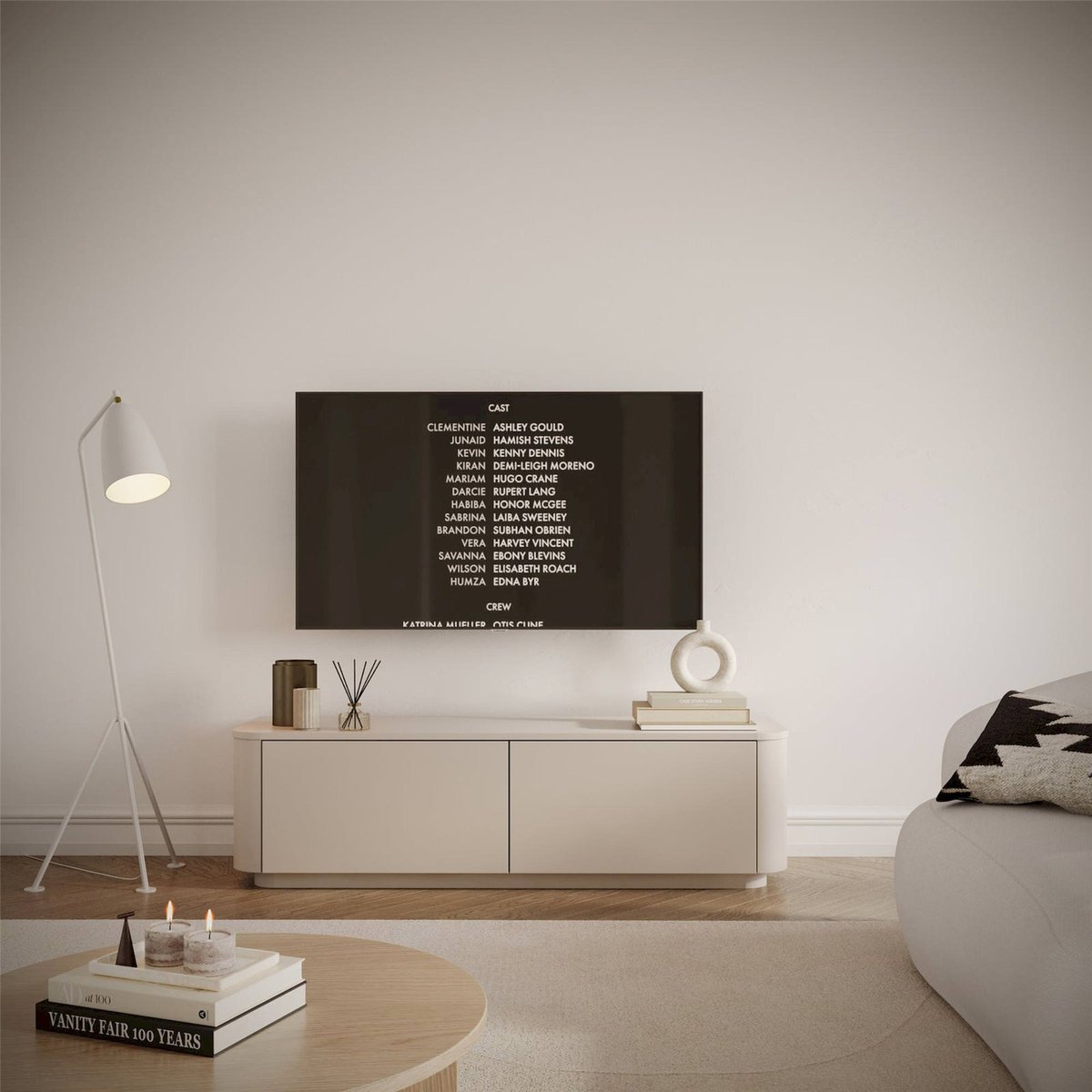 Meuble tv suspendu collection LUVIO cachemire, RECOLLECTION