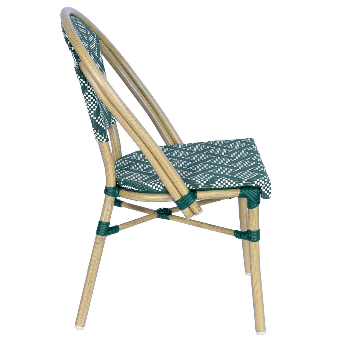 Chaise de terrasse style bistrot parisien en aluminium et rotin synthétique, CONCORDE vert, OVIALA