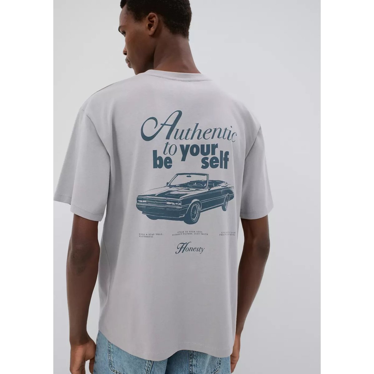 T-shirt en coton imprimé gris, MANGO TEEN