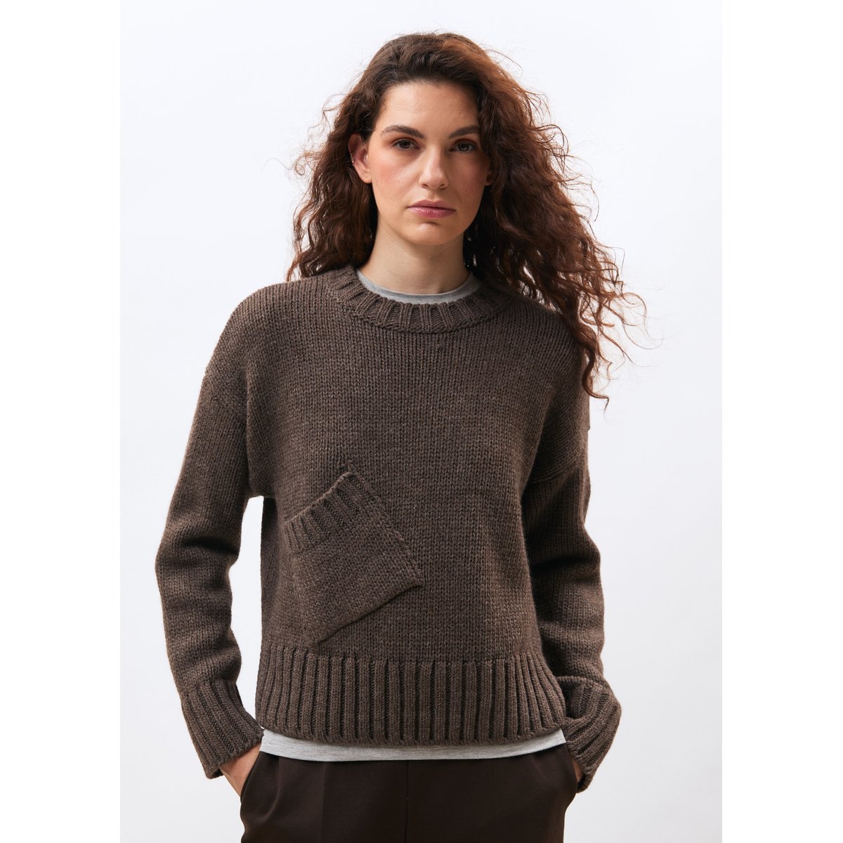 Pull manches longues col rond navy, HUMILITY