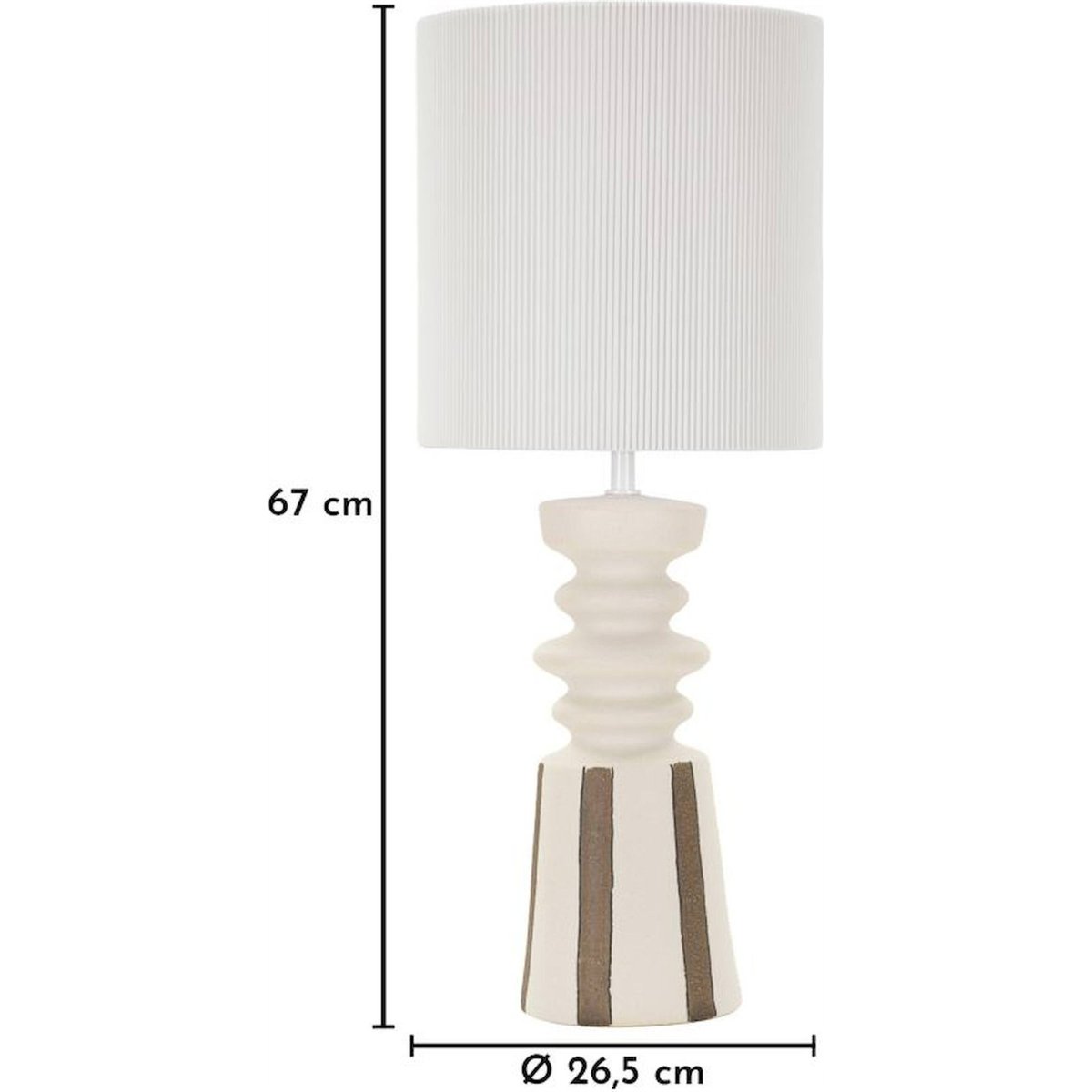 Lampe à poser céramique abat-jour plissé MODERN blanc et doré, RECOLLECTION