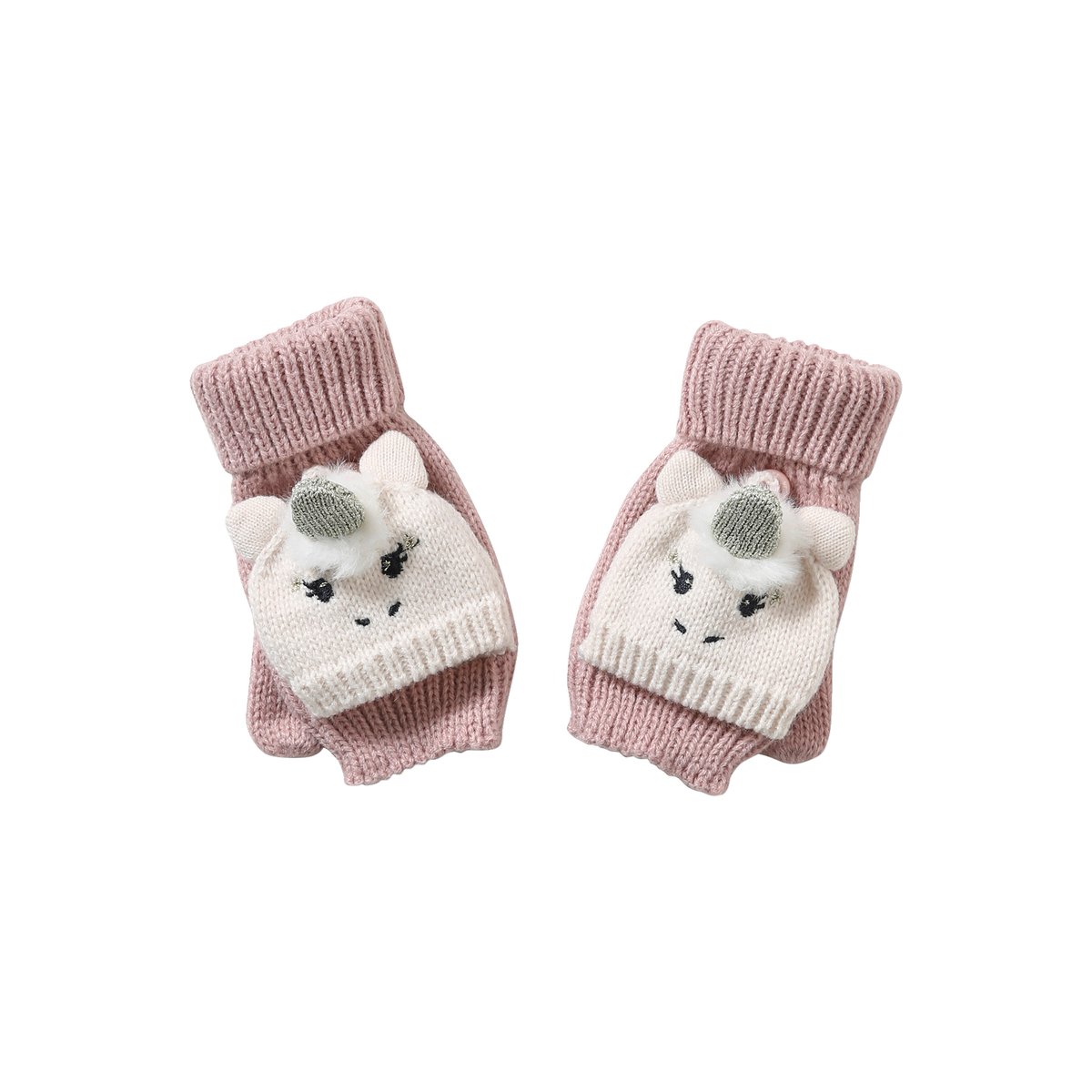 Moufles/mitaines en maille licorne rose, VERTBAUDET