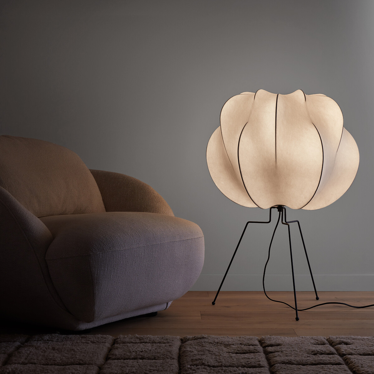 Lampe de sol en métal fer et résine, Oï blanc, AM.PM