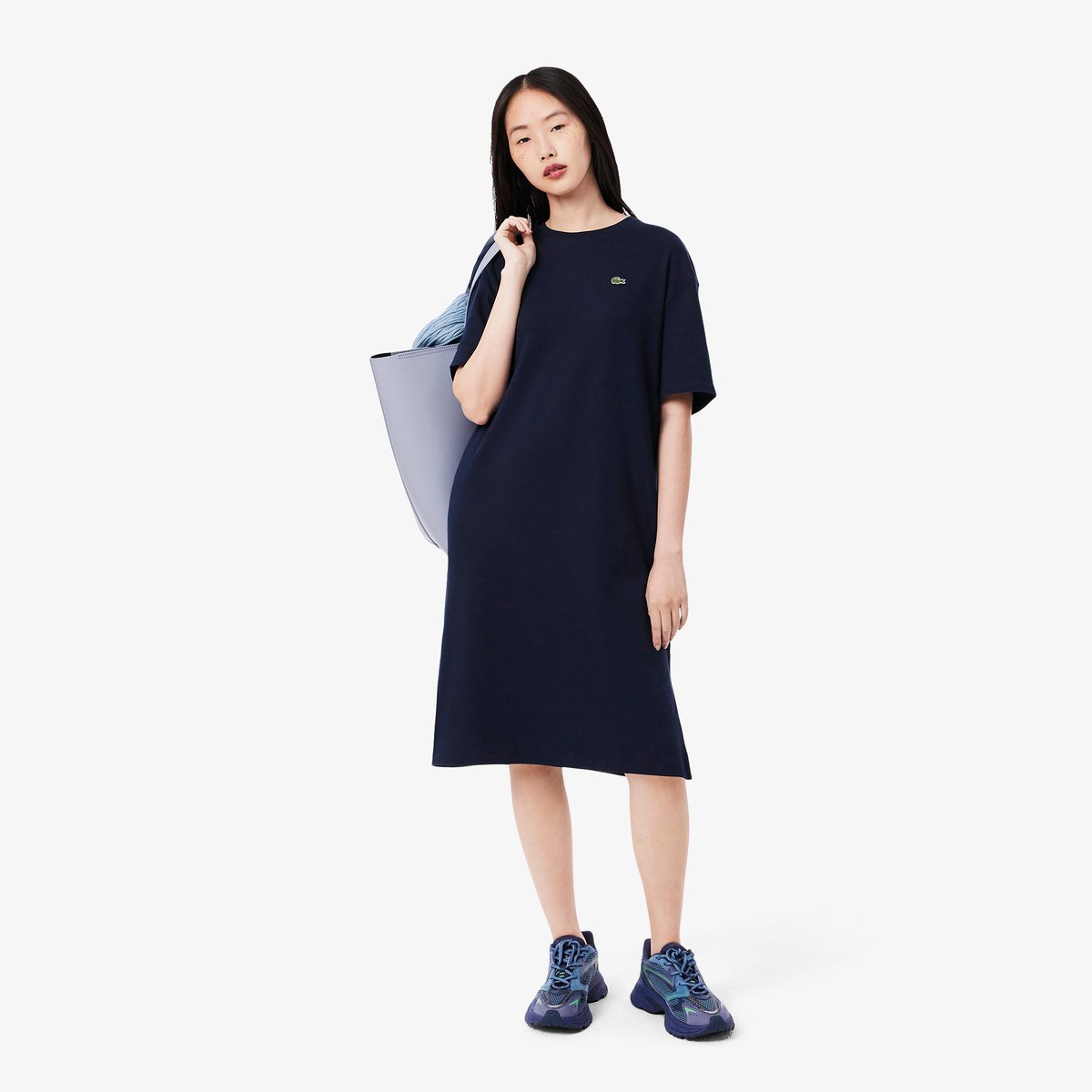 Robe t-shirt oversize coton bleu-166, LACOSTE