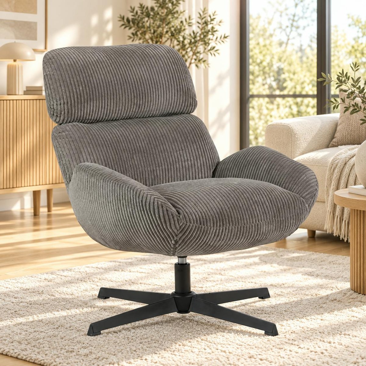 Fauteuil de salon rotatif IENA gris, PIER IMPORT