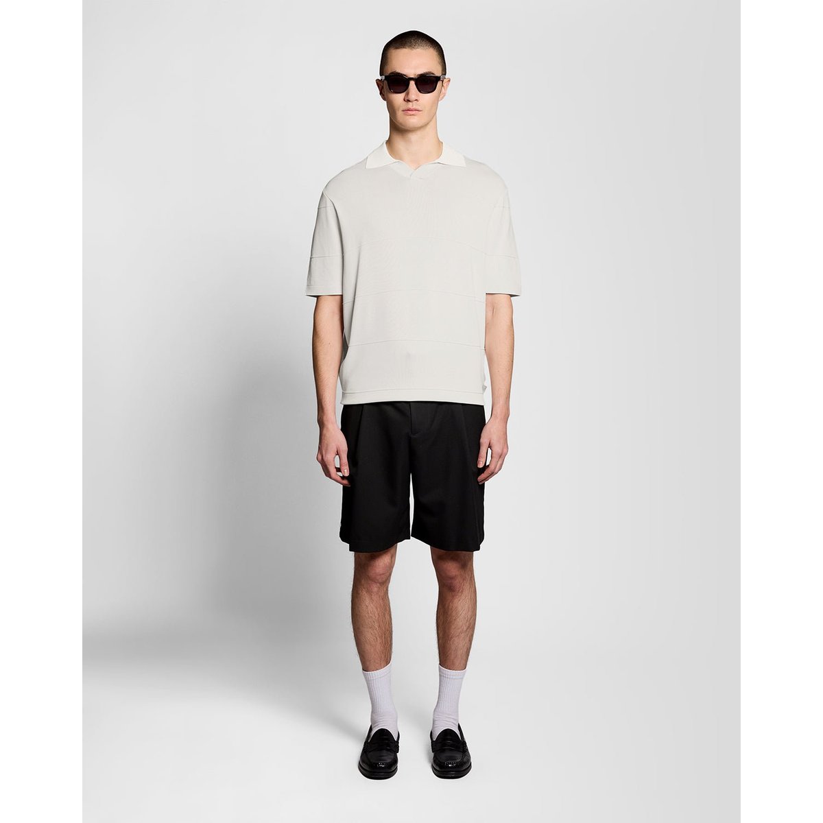 Polo col ouvert fin en maille gris lucarne, LYLE & SCOTT
