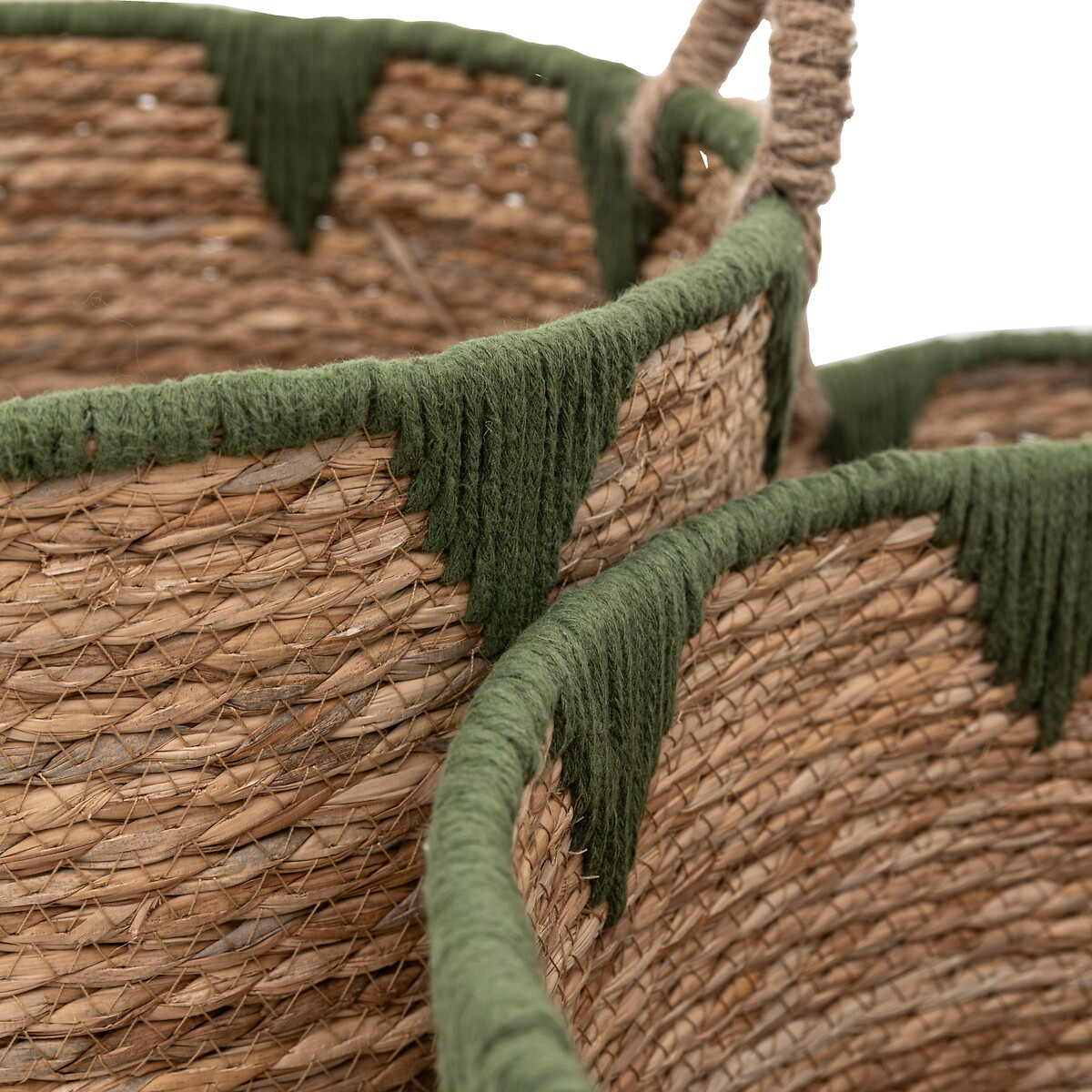 Set of 3 Brilley Baskets Natural and Green green, ÉDITÉ
