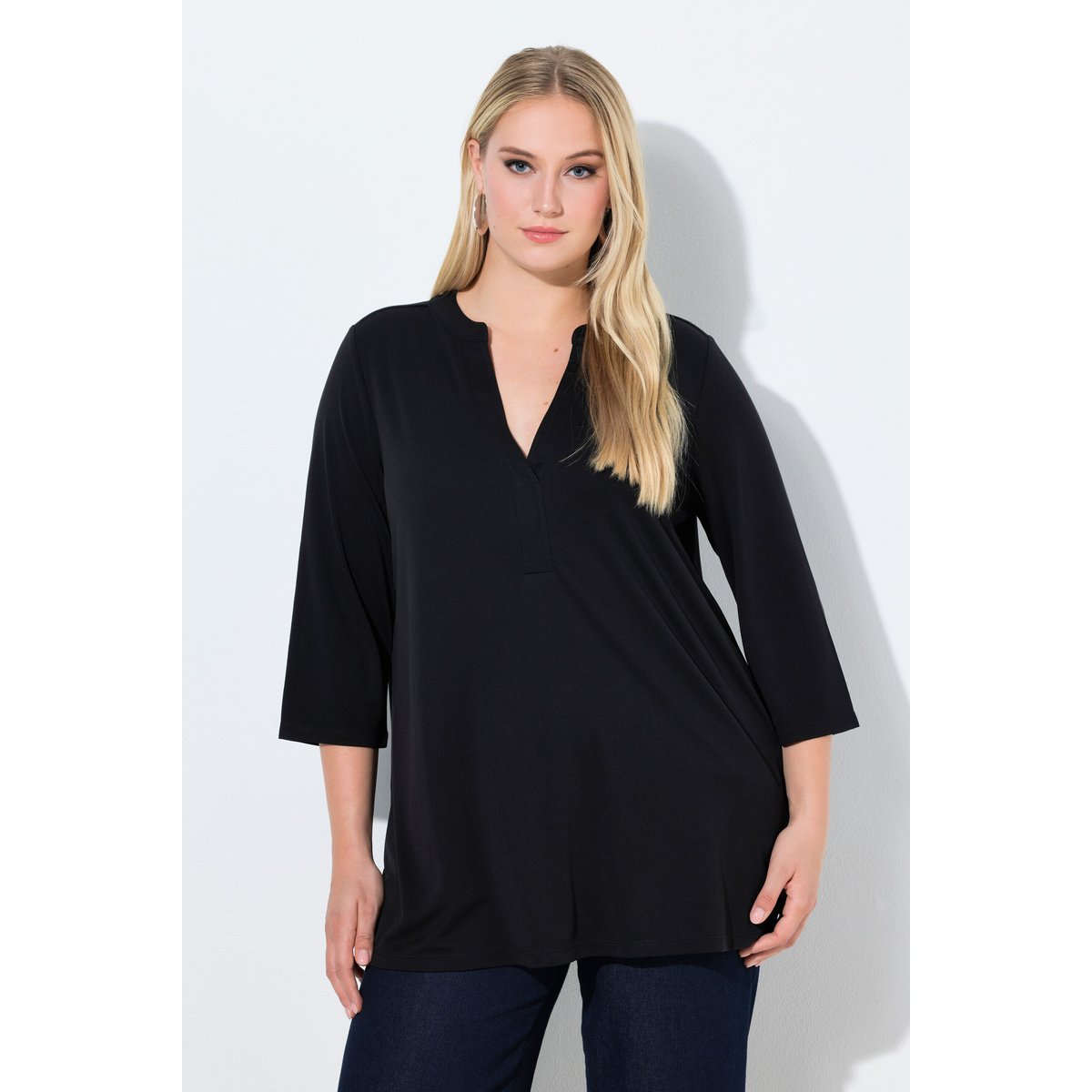 T-shirt tunique, coupe évasée noir, ULLA POPKEN