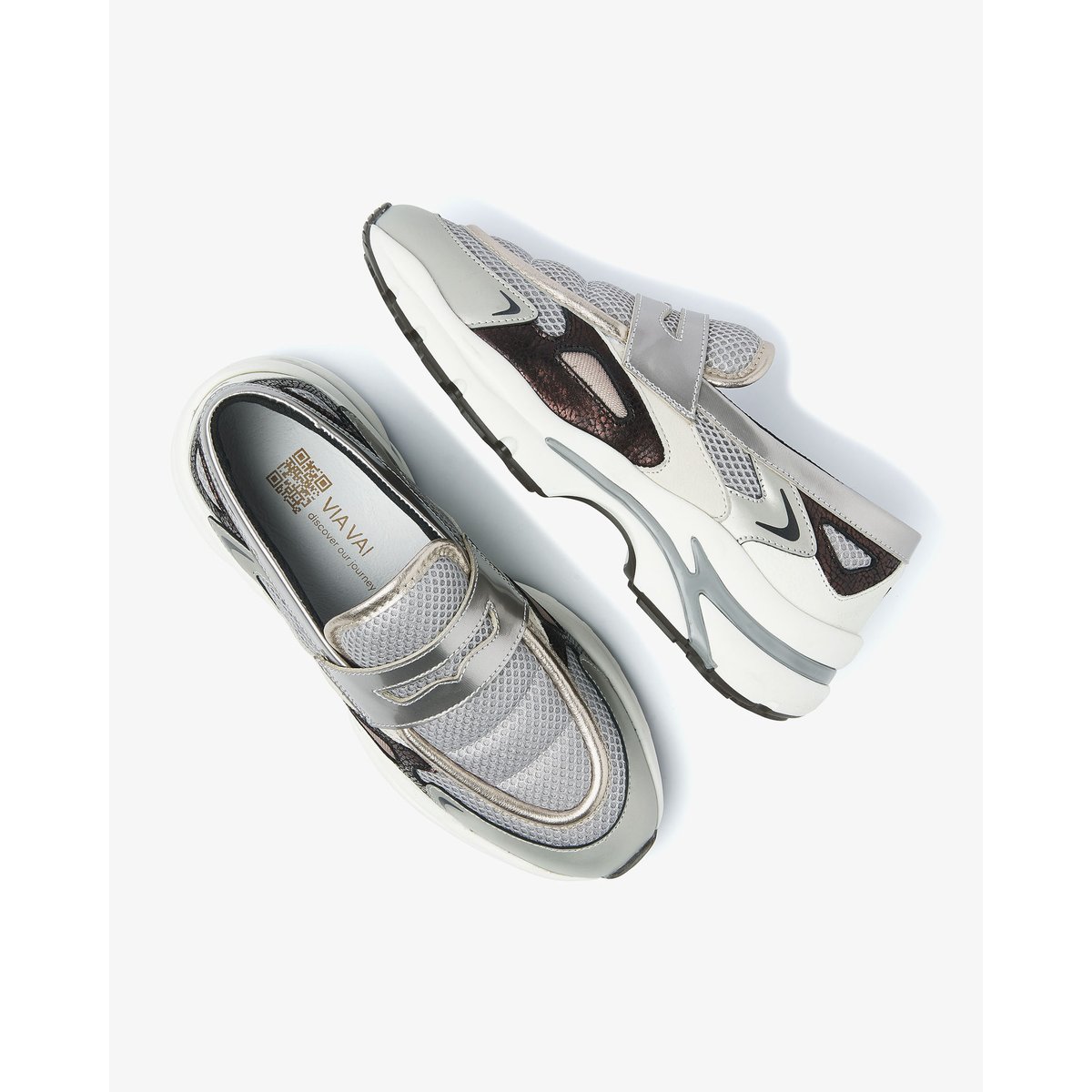 Mocassins VESPER LANA bordeaux,argent,multicolore,métallique,gris, VIA VAI