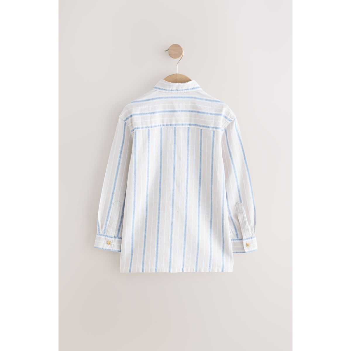 Chemise en lin décontractée à manches longues rayure neutre, NEXT