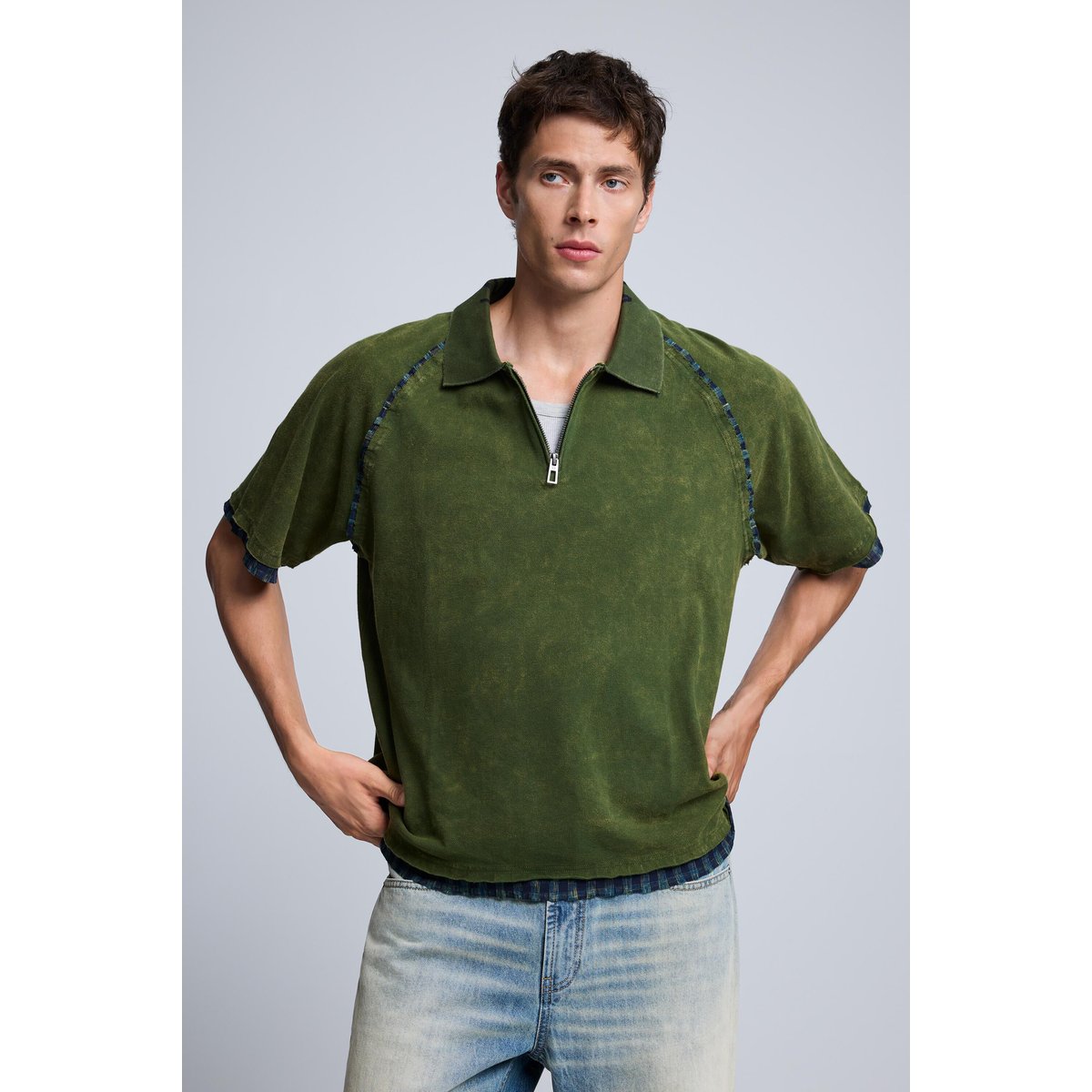 T-shirt à carreaux vert, DESIGUAL