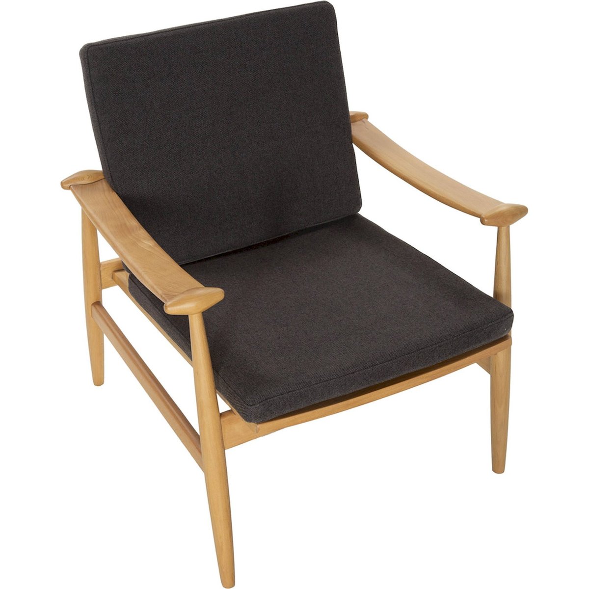 Fauteuil en hêtre et tissu tissé naturel et noir, RECOLLECTION