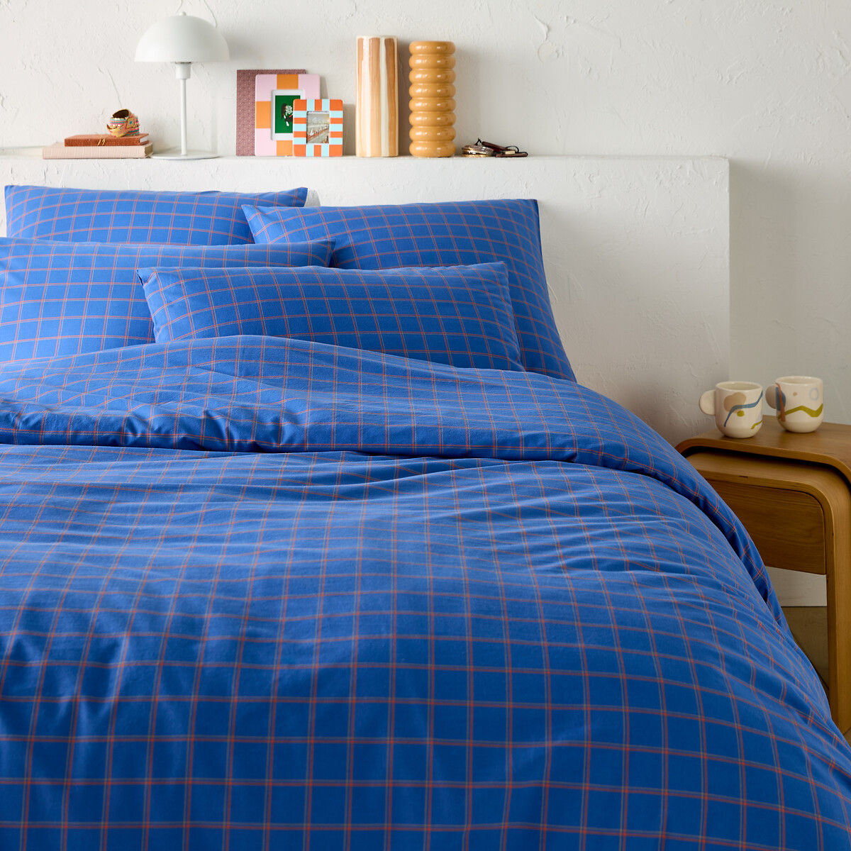 Housse de couette coton lavé, Nikki bleu vif, LA REDOUTE INTERIEURS